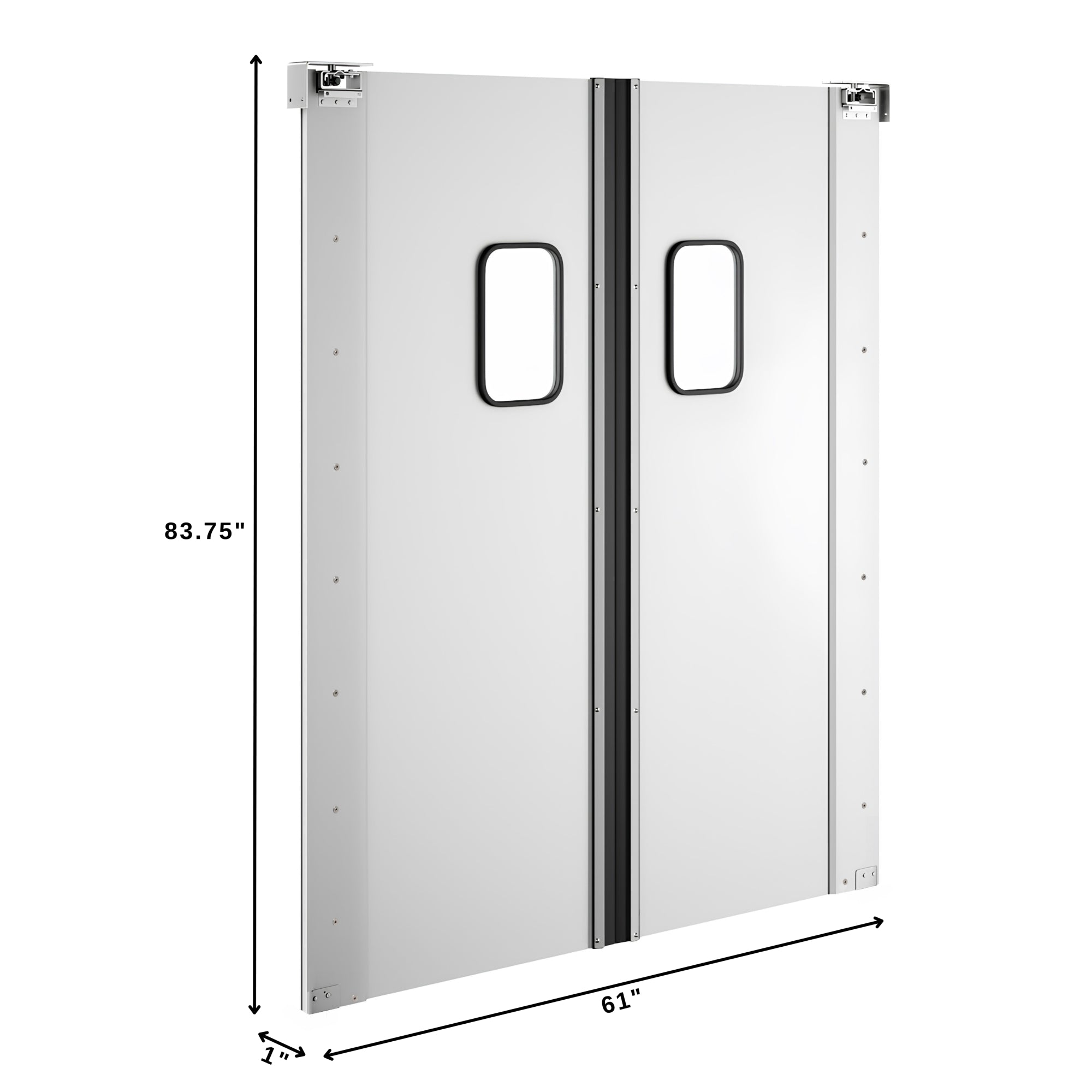 Double Aluminum Swinging Traffic Door with 9 In. x 14 In. Window - 60 In. x 84 In. Door Opening