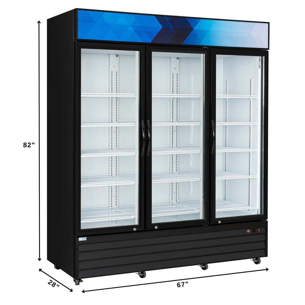71 in. Three-Door Merchandiser Refrigerator - 56 Cu. Ft.
