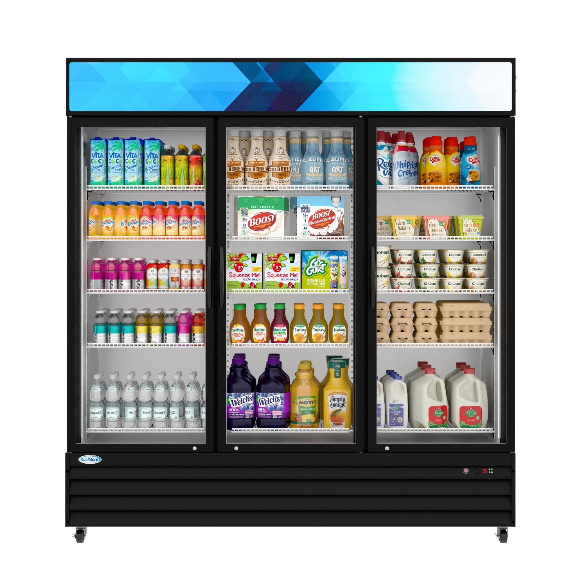 71 in. Three-Door Merchandiser Refrigerator - 56 Cu. Ft.
