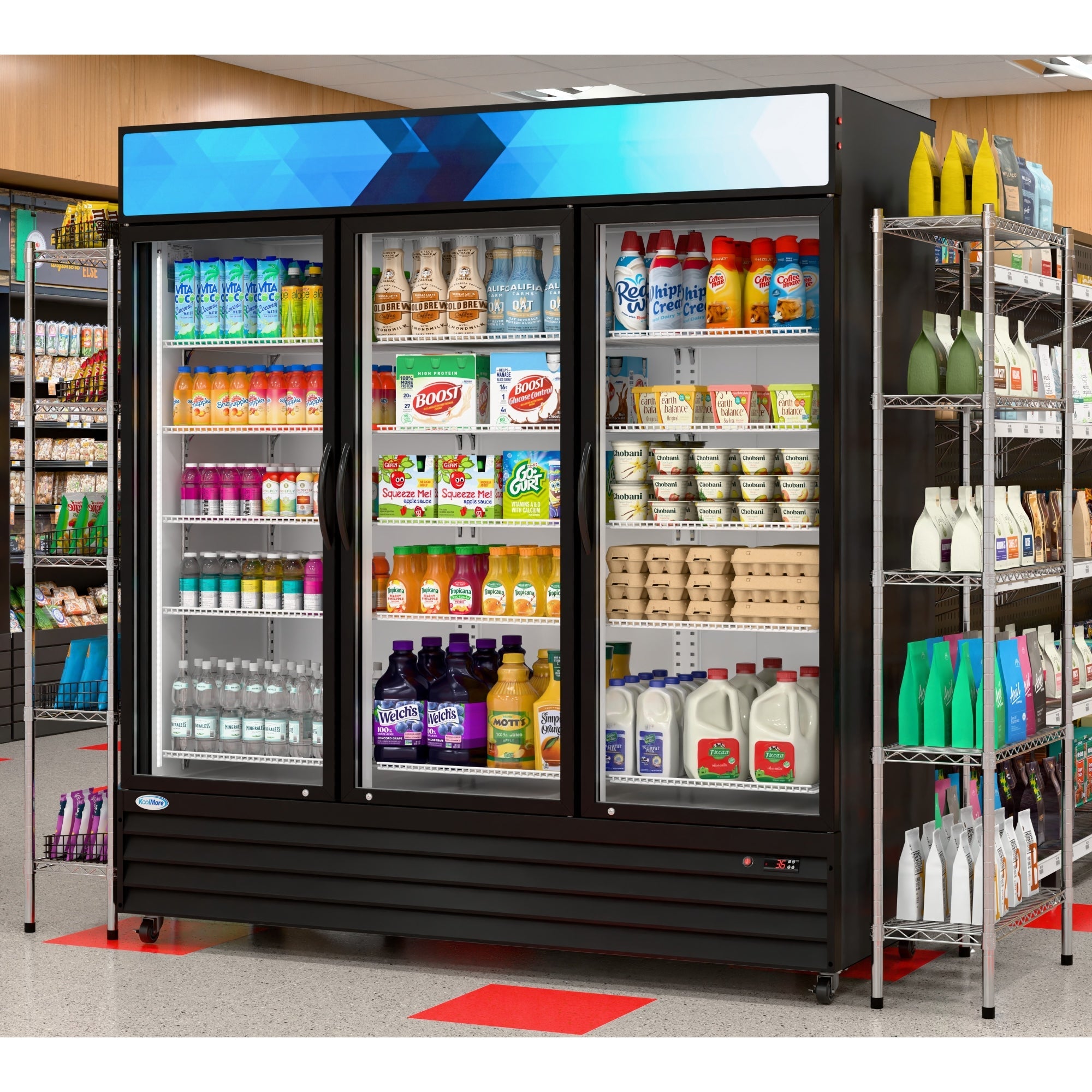 71 in. Three-Door Merchandiser Refrigerator - 56 Cu. Ft.