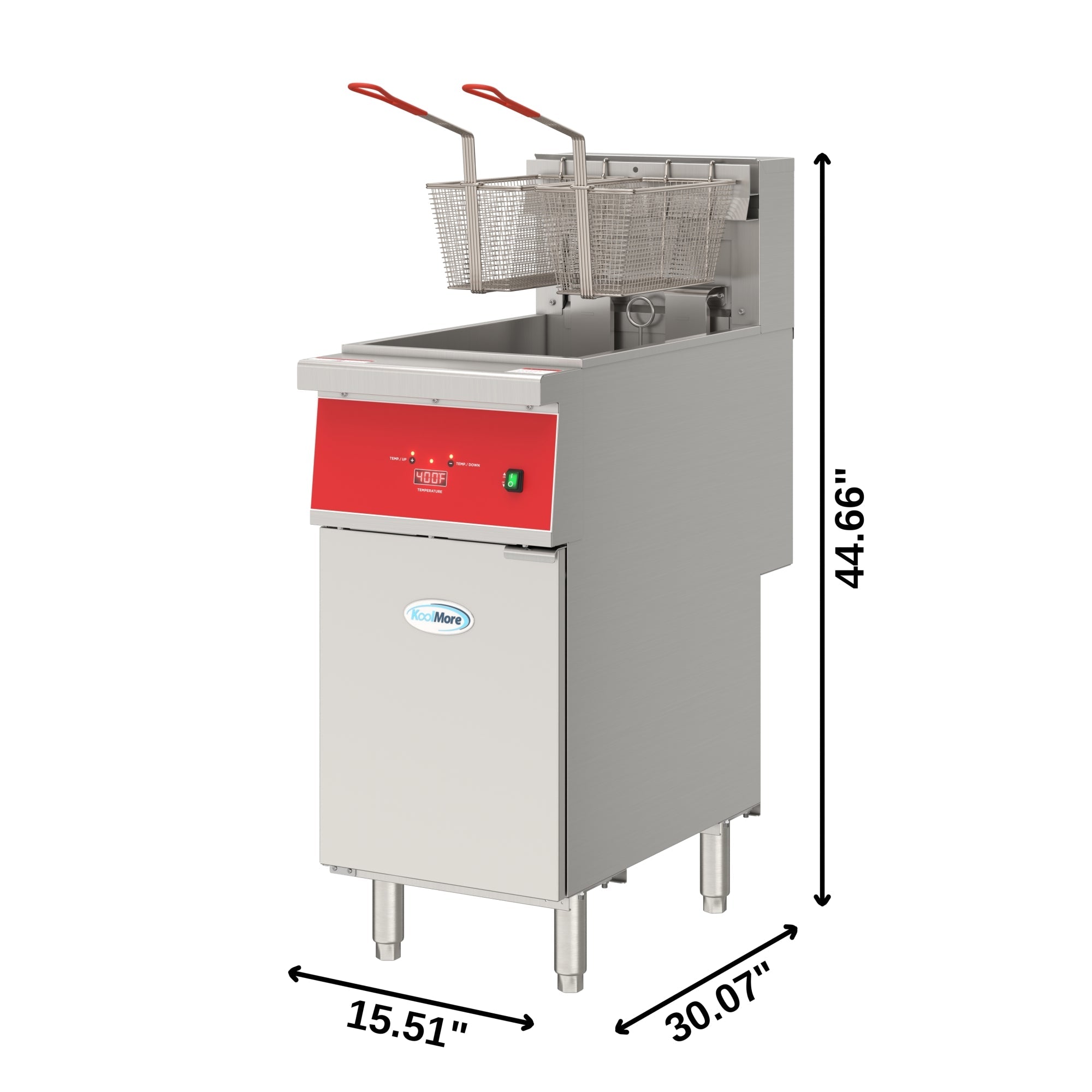 40 lb. Commercial Electric Floor Deep Fryer, 240V 3-Phase in Stainless-Steel