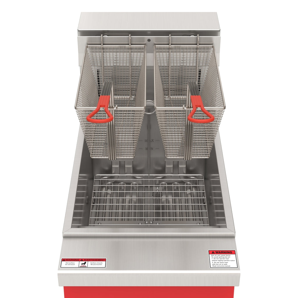 40 lb. Commercial Electric Floor Deep Fryer, 240V 3-Phase in Stainless-Steel