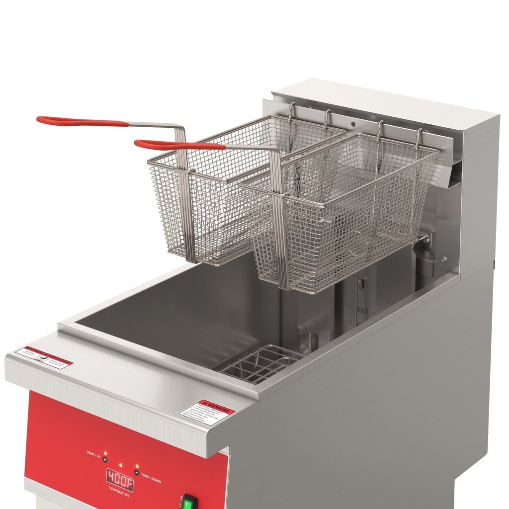 40 lb. Commercial Electric Floor Deep Fryer, 240V 3-Phase in Stainless-Steel
