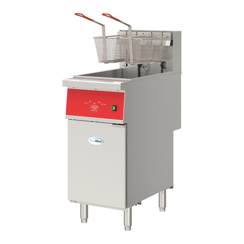 40 lb. Commercial Electric Floor Deep Fryer, 240V 3-Phase in Stainless-Steel