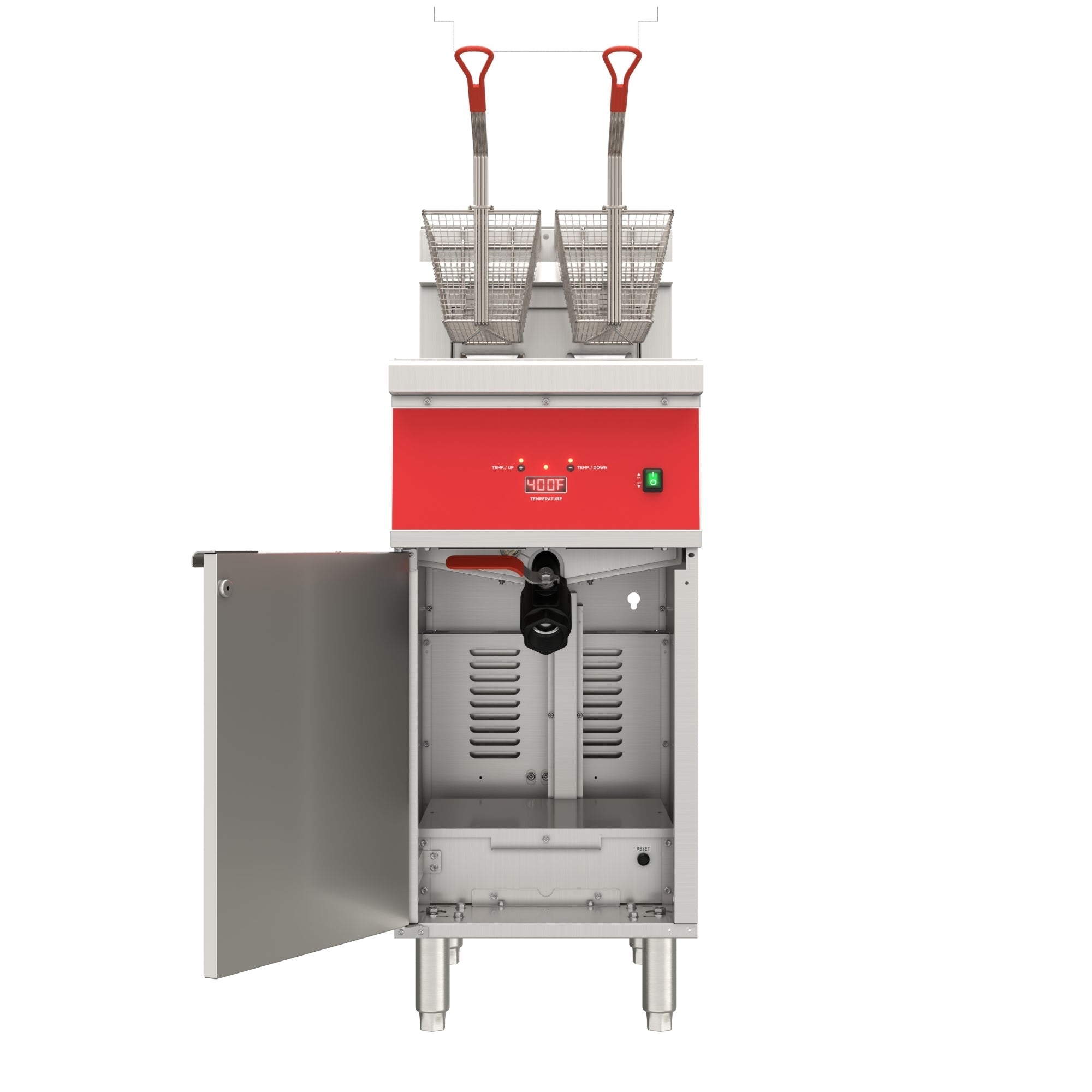 40 lb. Commercial Electric Floor Deep Fryer, 240V 3-Phase in Stainless-Steel