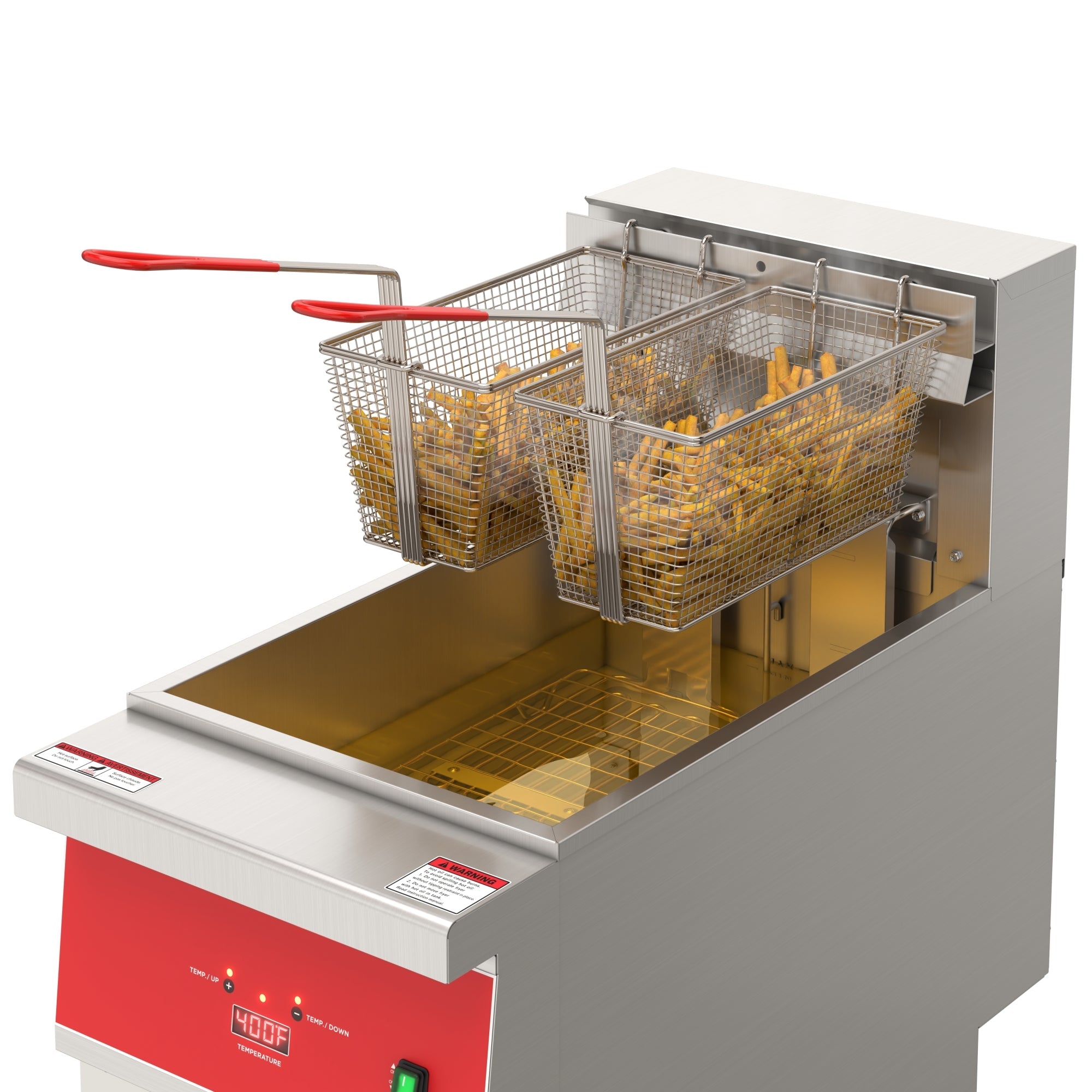 40 lb. Commercial Electric Floor Deep Fryer, 240V 3-Phase in Stainless-Steel