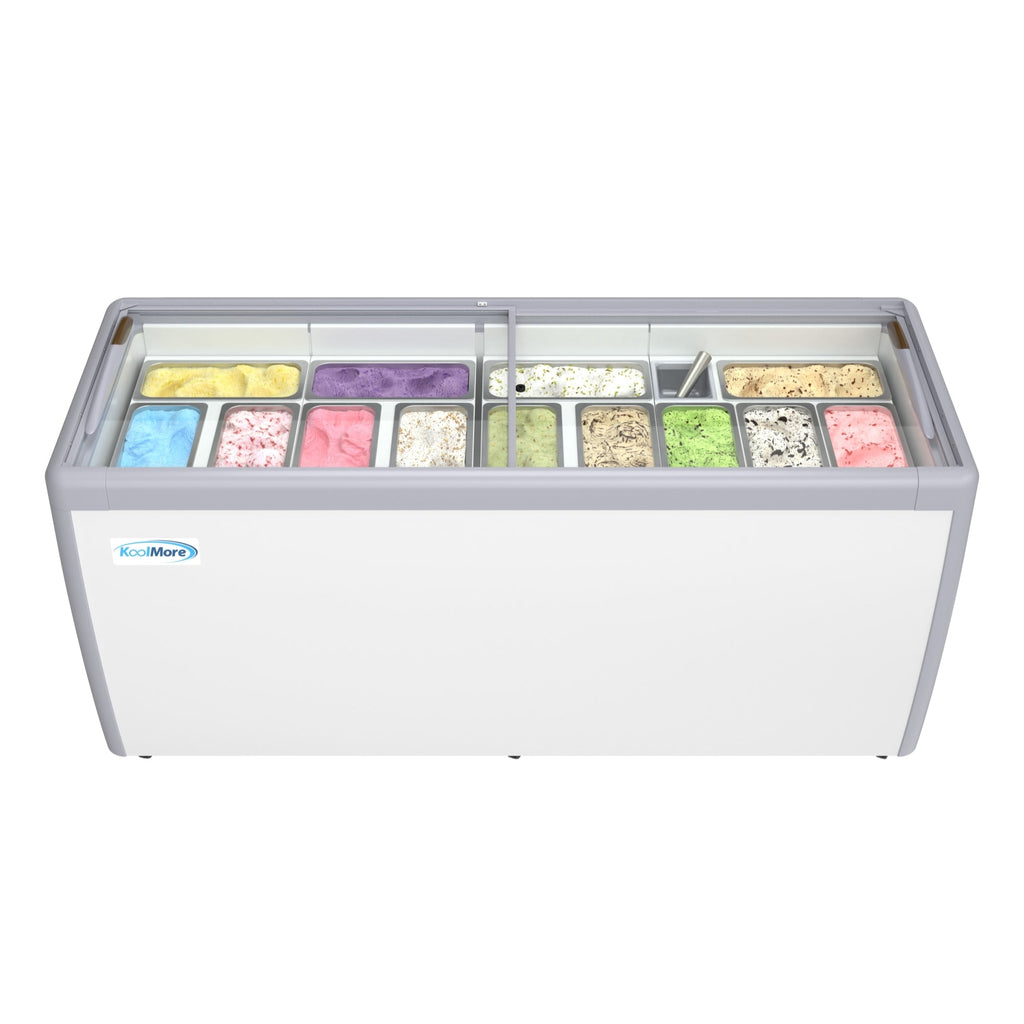 70 in. 14-Pan Gelato Dipping Cabinet Display Freezer with Sliding Glass Door, 20 cu. ft.