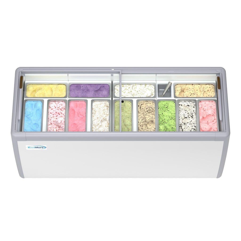 70 in. 14-Pan Gelato Dipping Cabinet Display Freezer with Sliding Glass Door, 20 cu. ft.