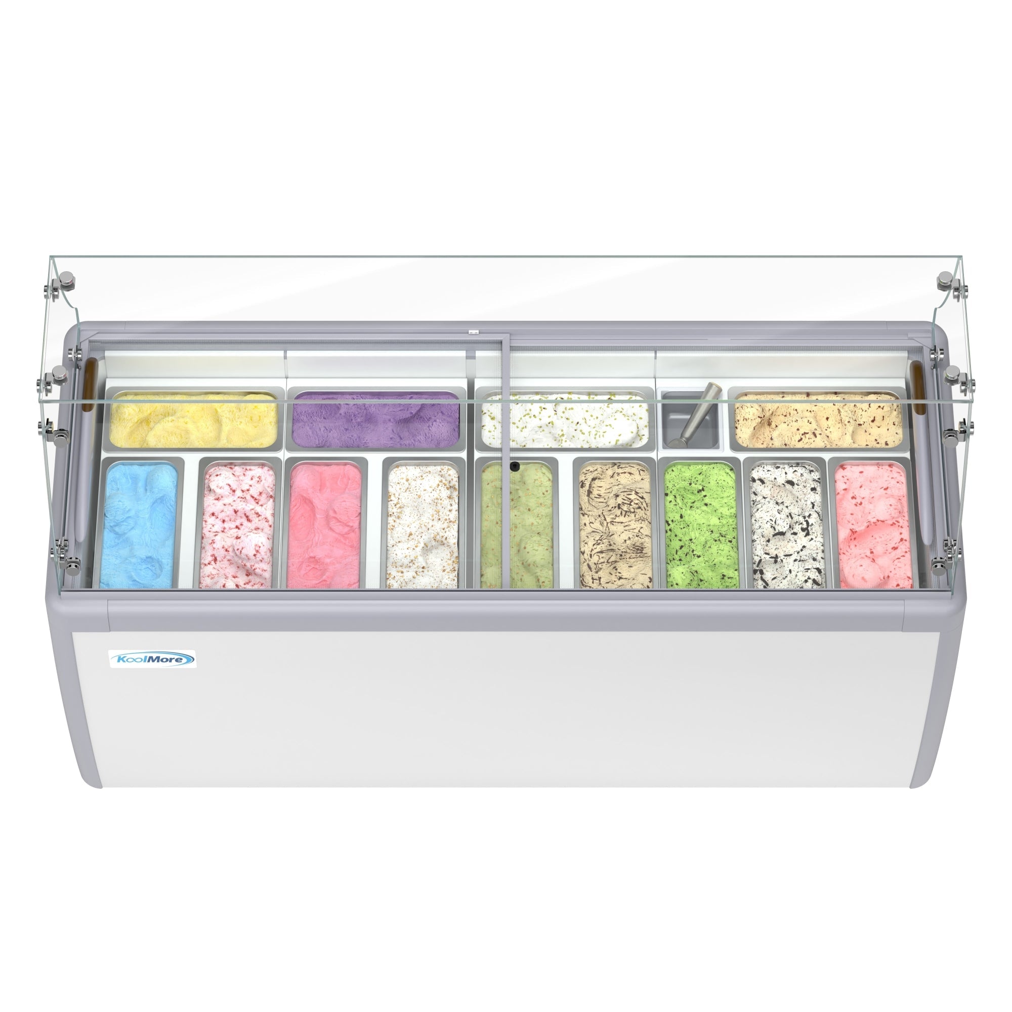 70 in. 14-Pan Gelato Dipping Cabinet Display Freezer with Sliding Glass Door and Sneeze Guard, 20 cu. ft.