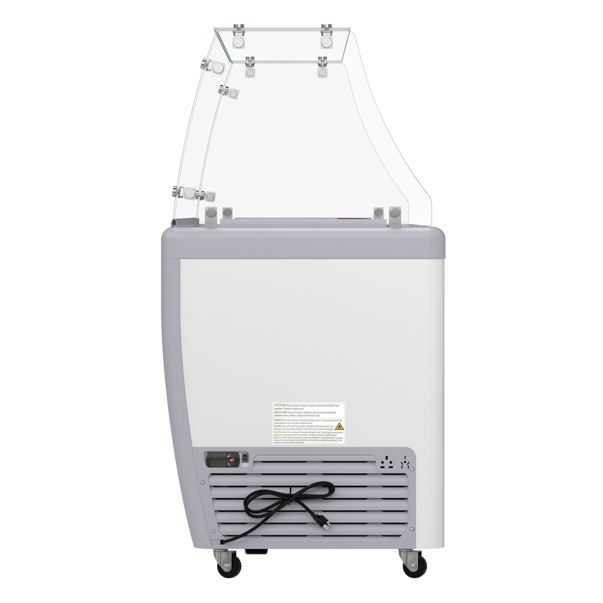 70 in. 14-Pan Gelato Dipping Cabinet Display Freezer with Sliding Glass Door and Sneeze Guard, 20 cu. ft.