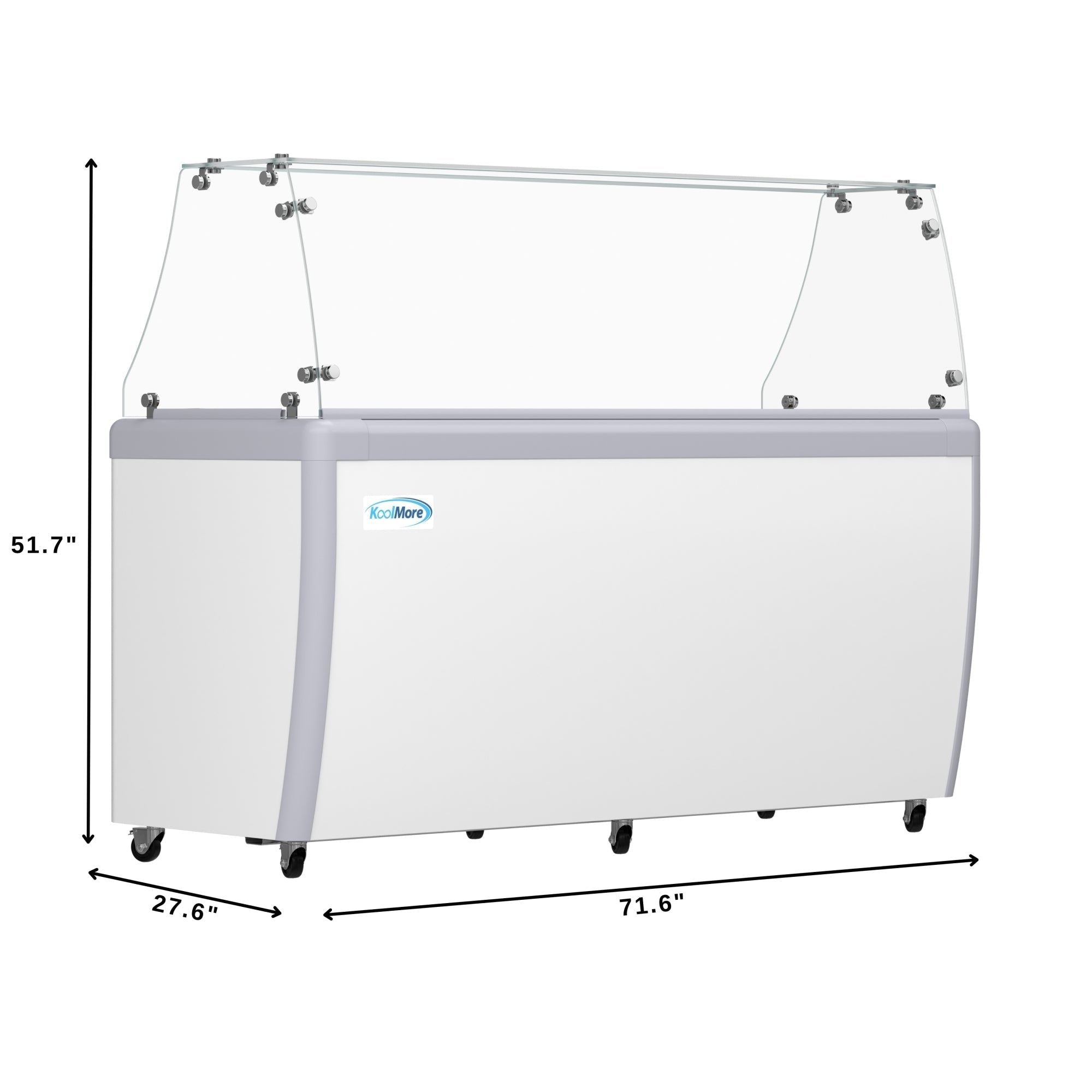 70 in. 14-Pan Gelato Dipping Cabinet Display Freezer with Sliding Glass Door and Sneeze Guard, 20 cu. ft.