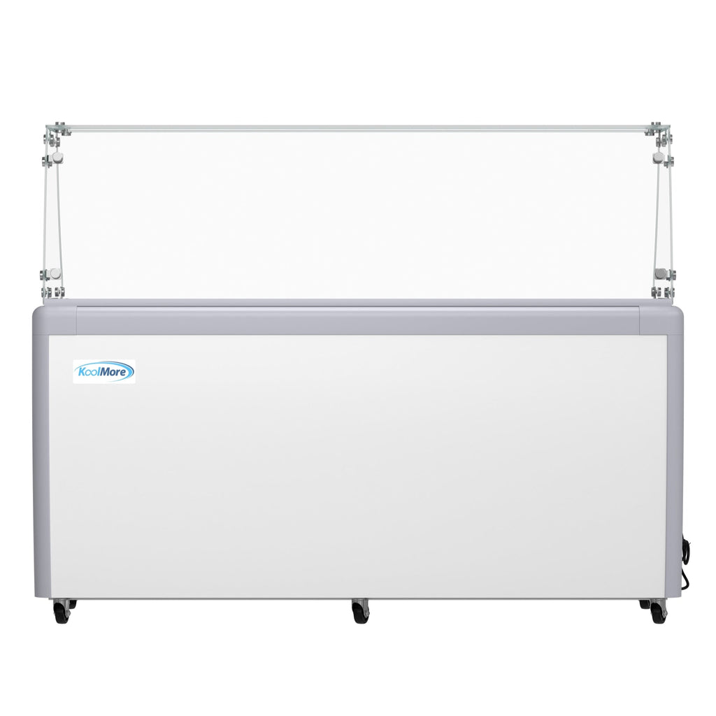 70 in. 14-Pan Gelato Dipping Cabinet Display Freezer with Sliding Glass Door and Sneeze Guard, 20 cu. ft.