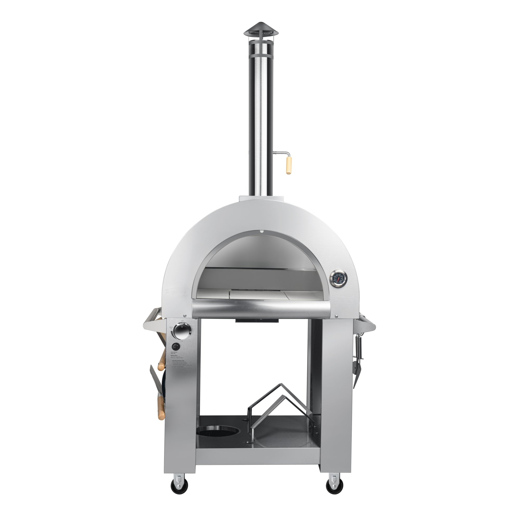 32 in. Outdoor Propane and Wood Fired Pizza Oven in Stainless-Steel (KM-OKS-DFPO)