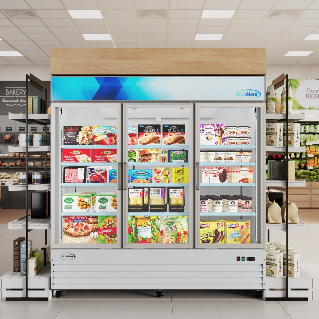 80 in. 3-Door Commercial Display Merchandiser Freezer 52 cu. ft. in White