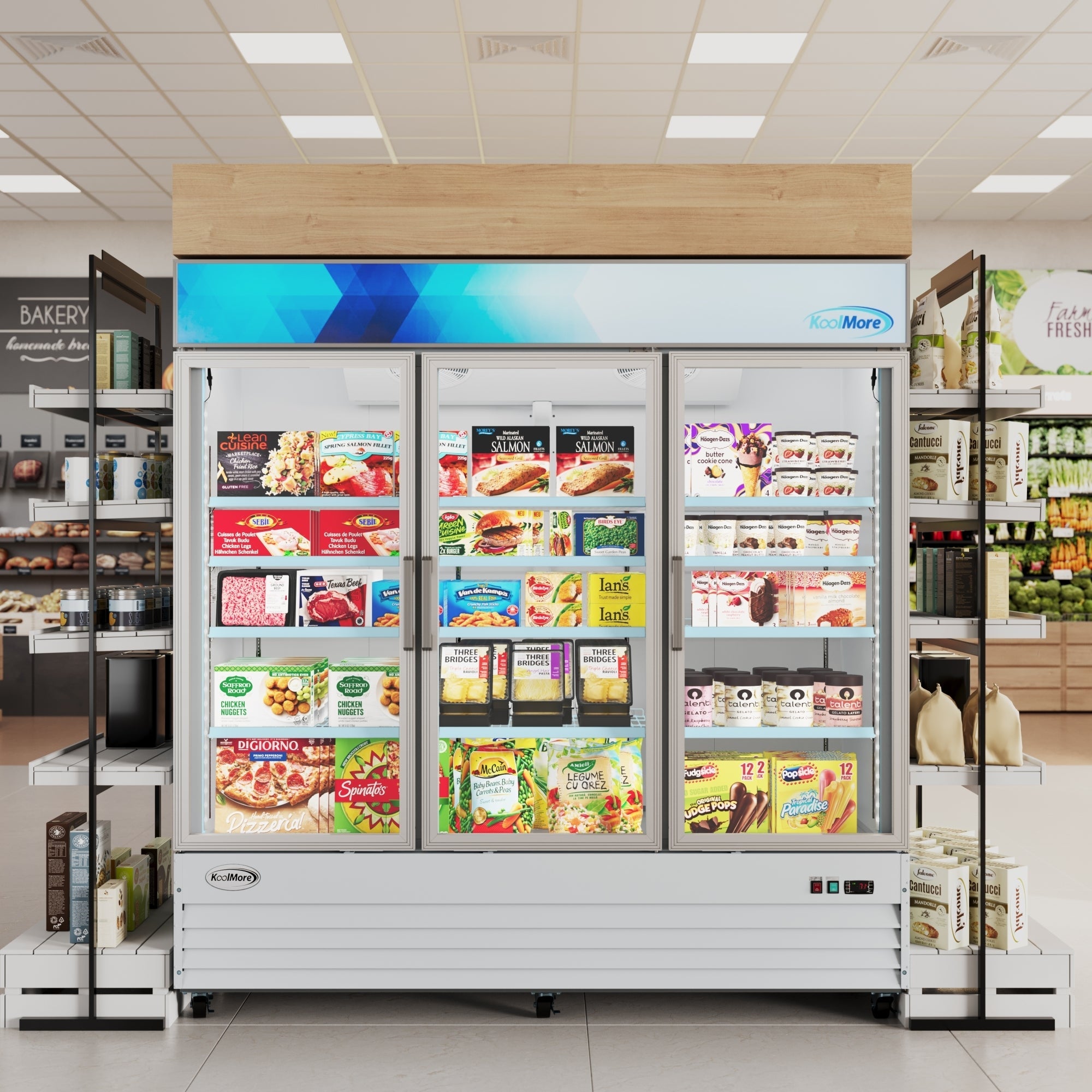 80 in. 3-Door Commercial Display Merchandiser Freezer 52 cu. ft. in White