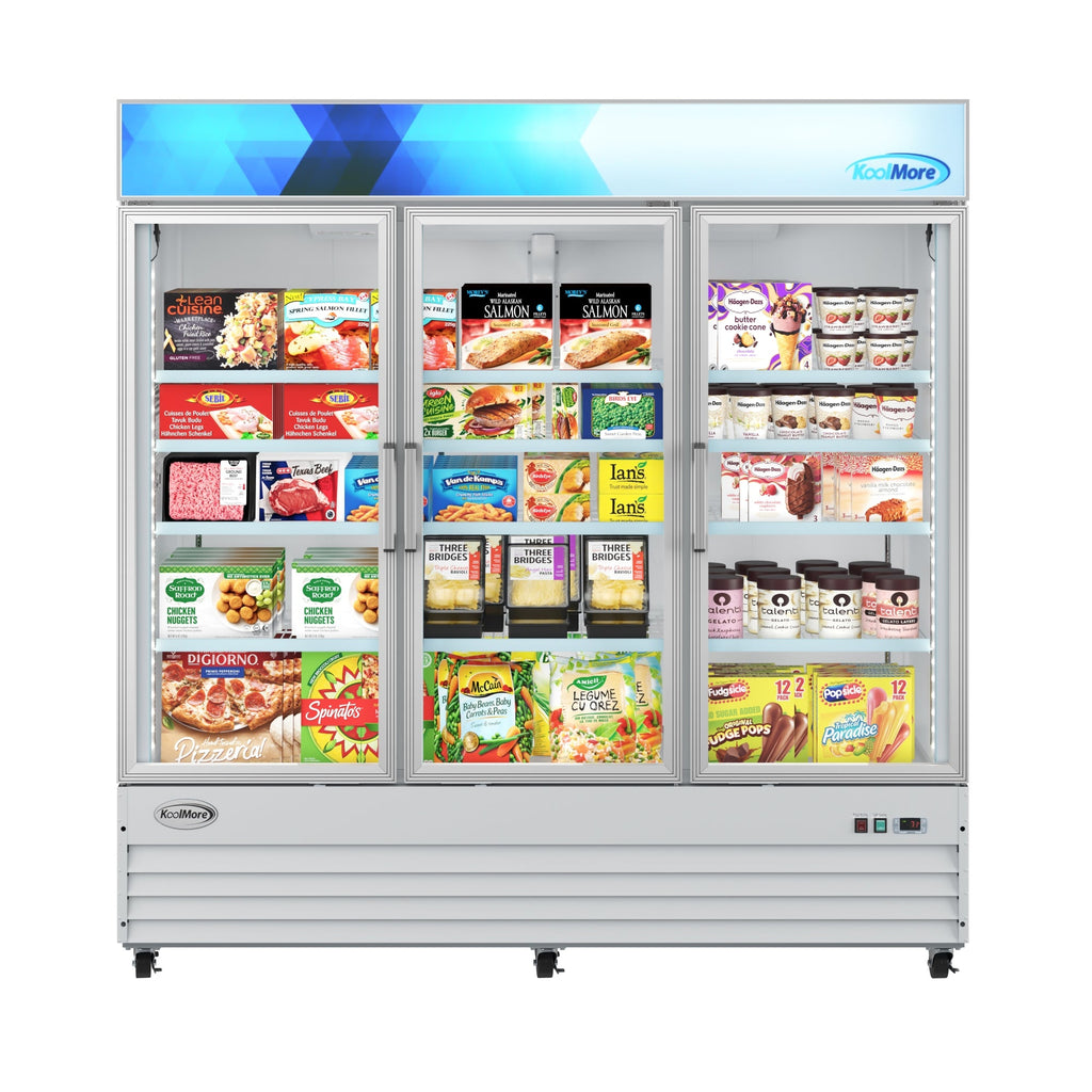 80 in. 3-Door Commercial Display Merchandiser Freezer 52 cu. ft. in White