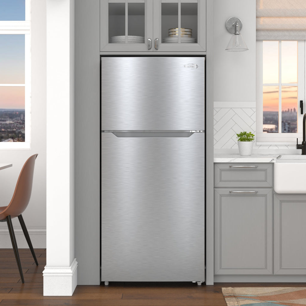 28 In. 14 Cu. Ft. Top-Freezer Residential Refrigerator in Stainless Steel