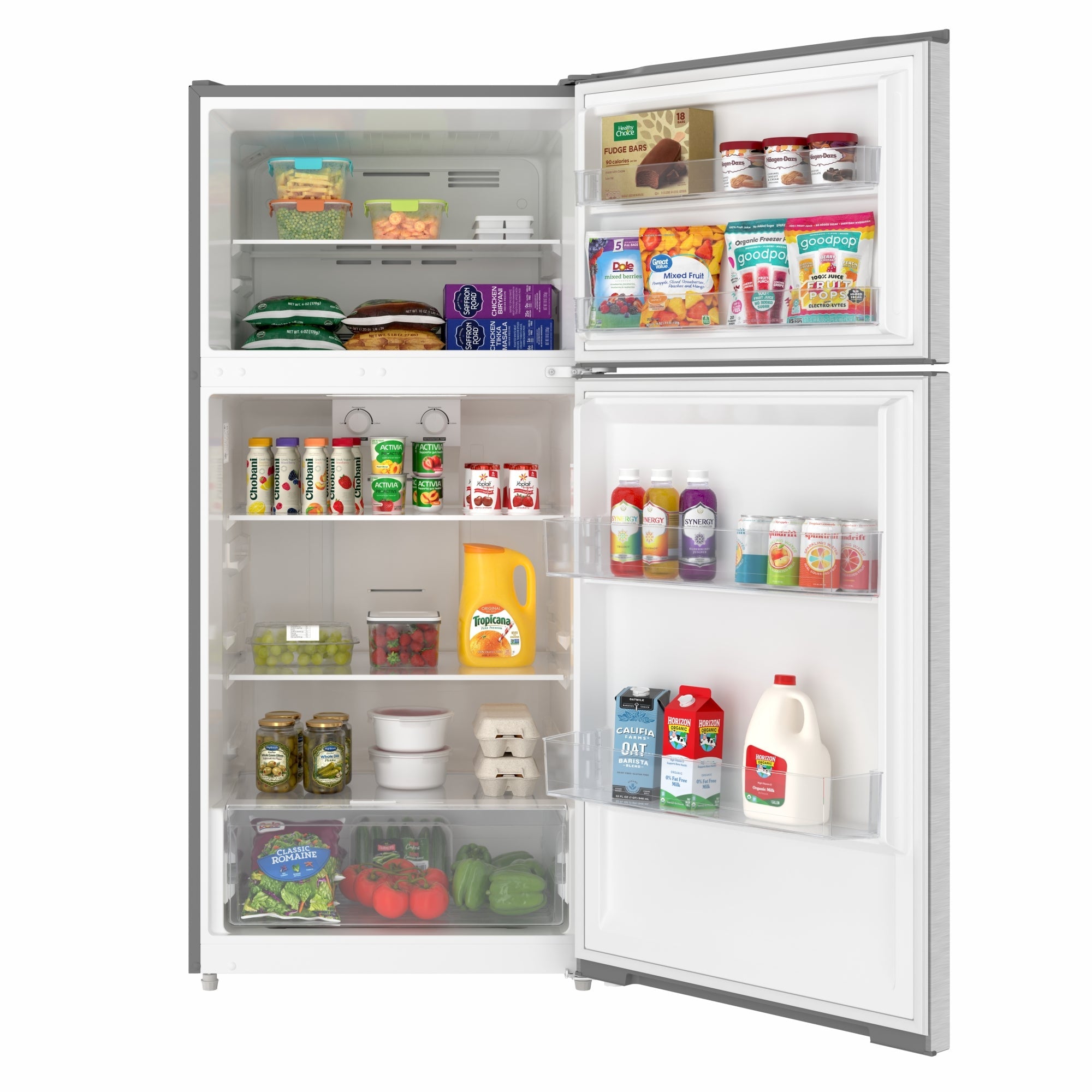 28 In. 14 Cu. Ft. Top-Freezer Residential Refrigerator in Stainless Steel