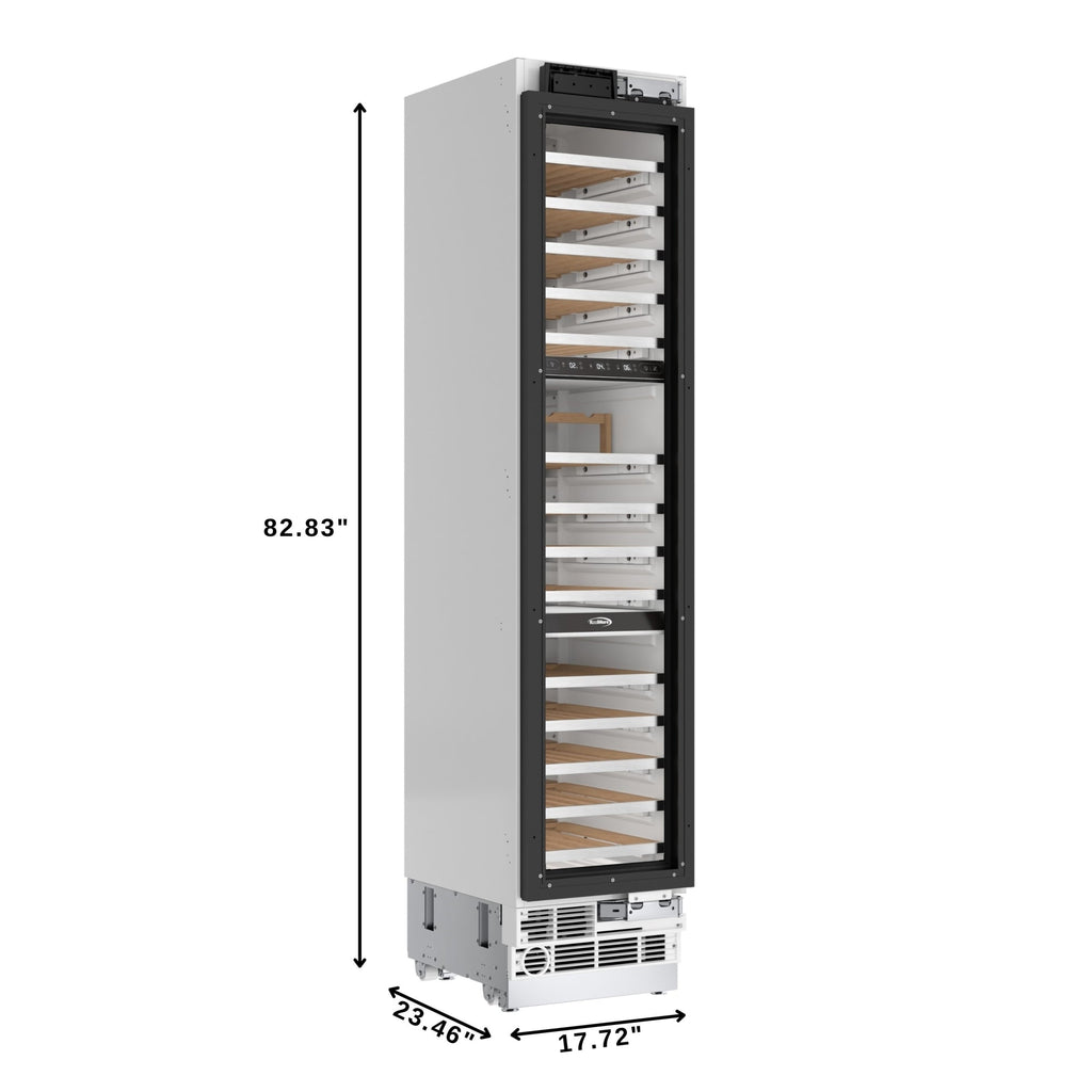 KoolMore Reserve 18 in. 68-Bottle Panel Ready Column Wine Cooler Refrigerator with 14 Wooden Shelves, ETL Listed, Energy Star