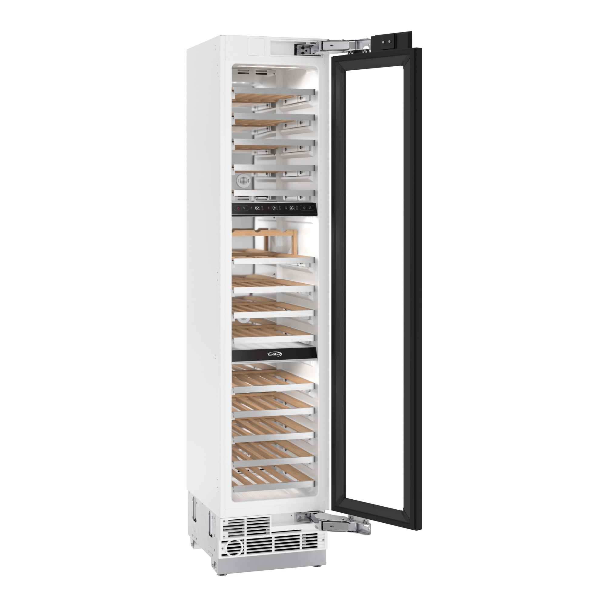 KoolMore Reserve 18 in. 68-Bottle Panel Ready Column Wine Cooler Refrigerator with 14 Wooden Shelves, ETL Listed, Energy Star