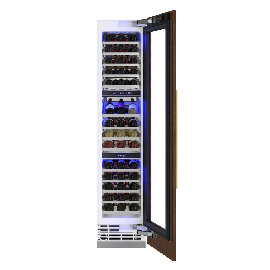KoolMore Reserve 18 in. 68-Bottle Panel Ready Column Wine Cooler Refrigerator with 14 Wooden Shelves, ETL Listed, Energy Star