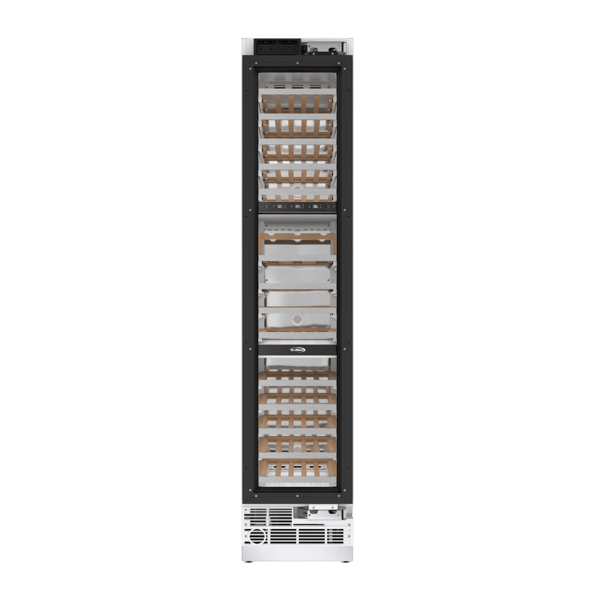 KoolMore Reserve 18 in. 68-Bottle Panel Ready Column Wine Cooler Refrigerator with 14 Wooden Shelves, ETL Listed, Energy Star