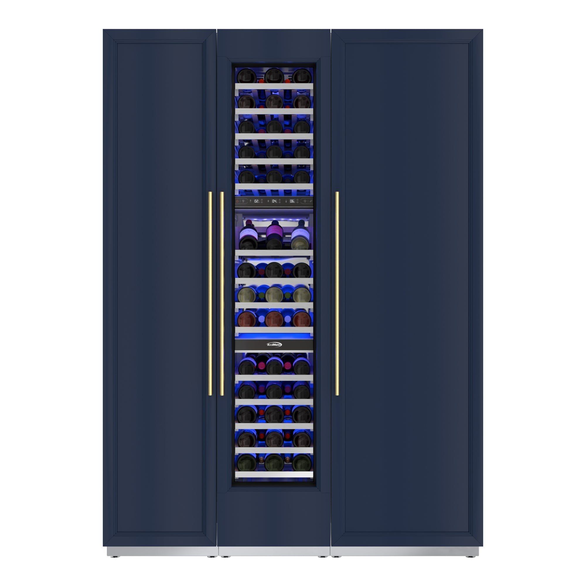 KoolMore Reserve Panel Ready Column 24 in. Refrigerator, 18 in. Wine Cooler and 18 in. Freezer Combo with Water and Ice Dispenser, Wooden Shelves, ETL Listed, Energy Star