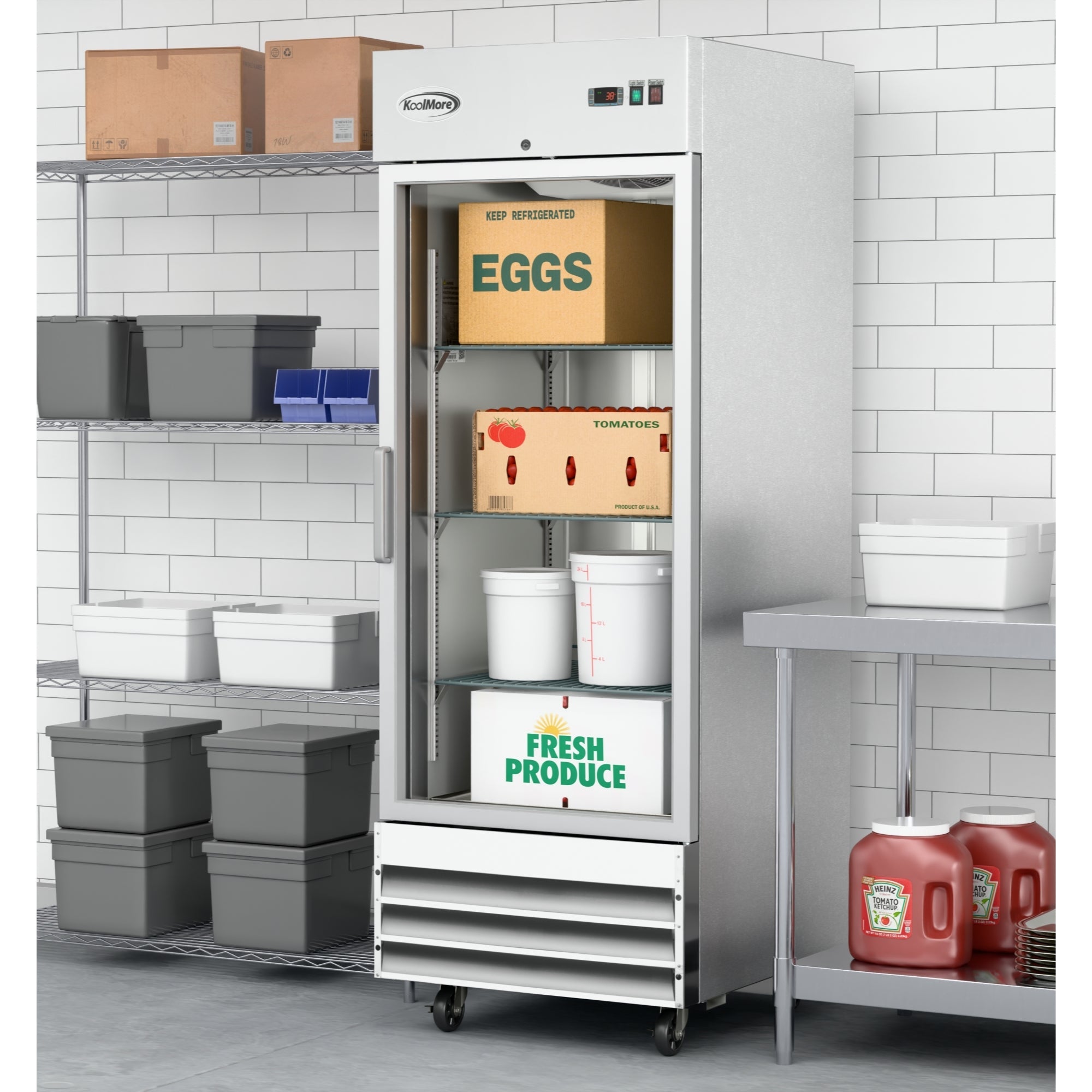 29 in. One Glass Door Reach-In Refrigerator, 21 Cu. Ft. in Stainless-Steel