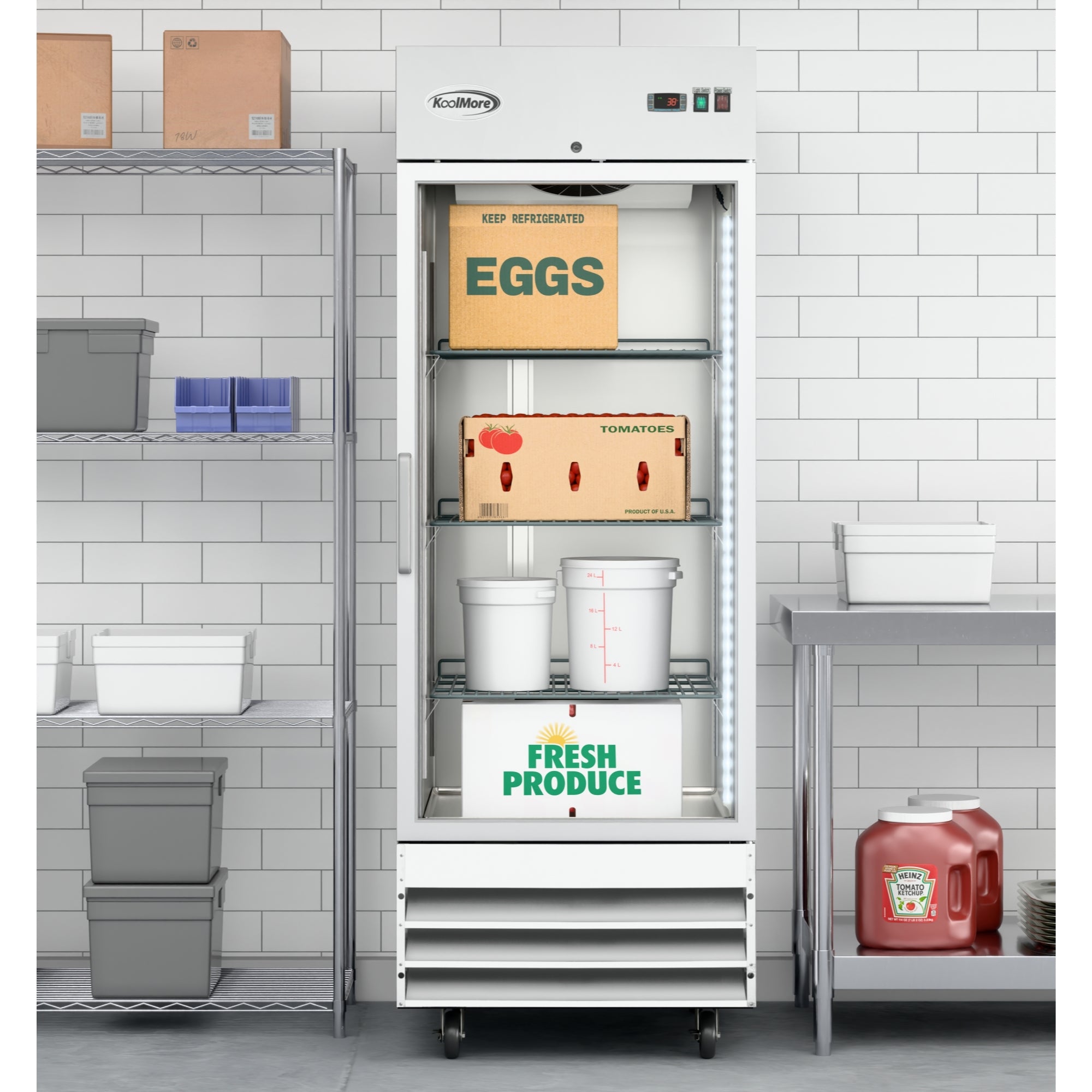 29 in. One Glass Door Reach-In Refrigerator, 21 Cu. Ft. in Stainless-Steel