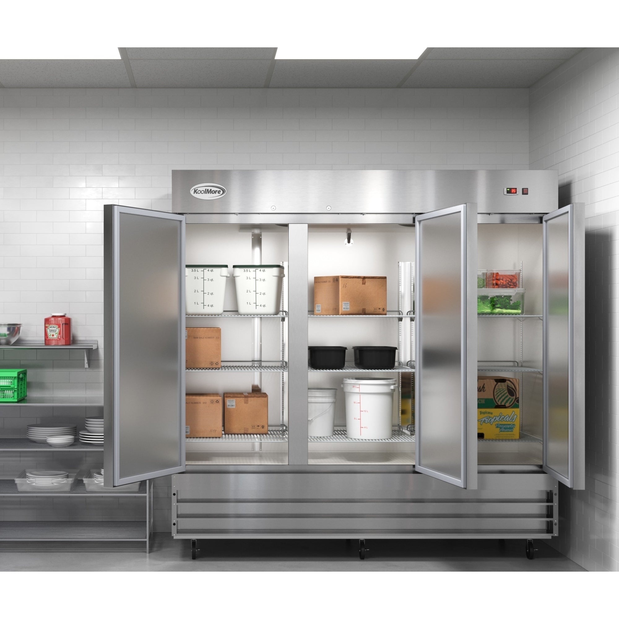 80 in. Three Door Commercial Reach In Refrigerator 72 cu. ft.