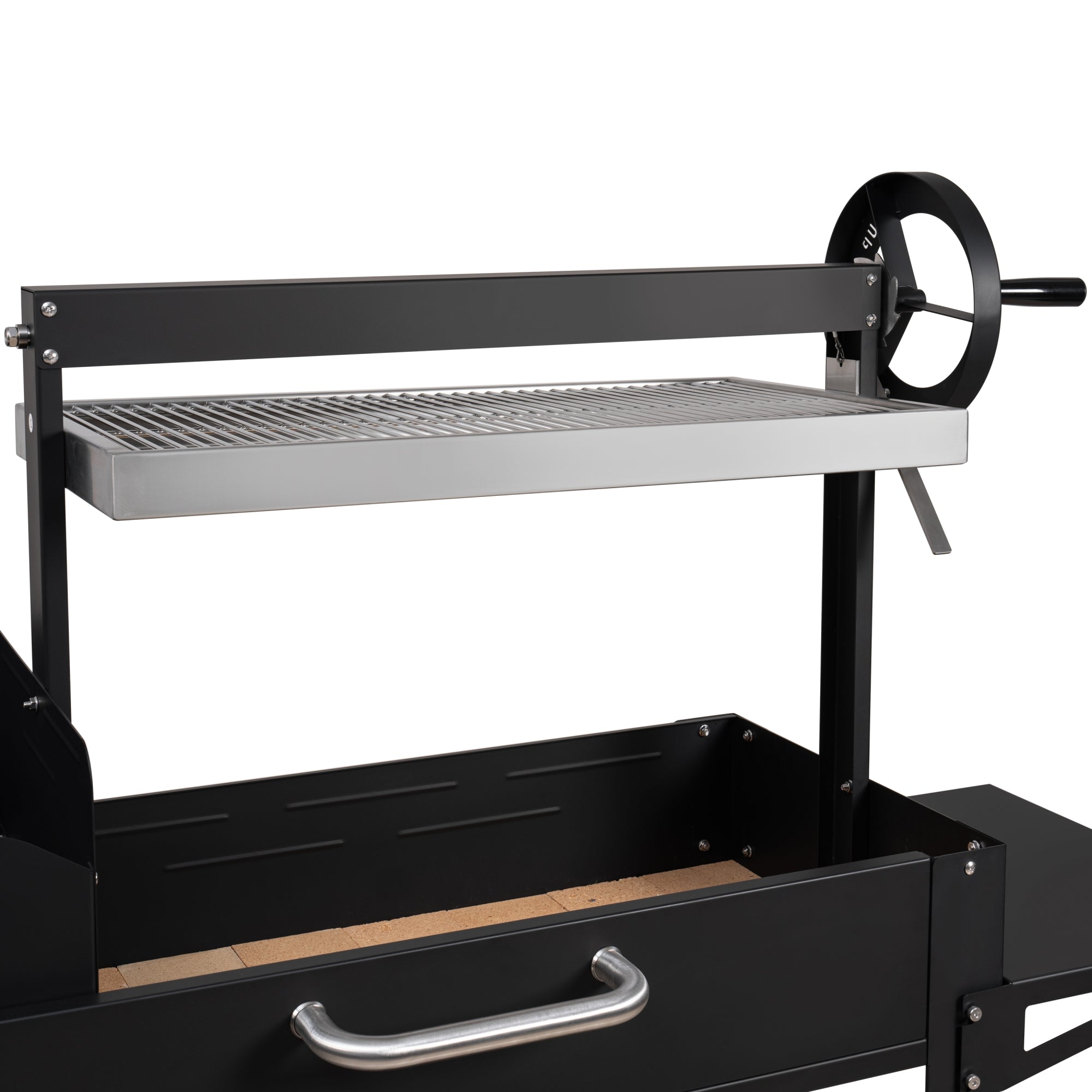 54 in. Argentine Charcoal Grill, Adjustable Grate Outdoor BBQ, in Black