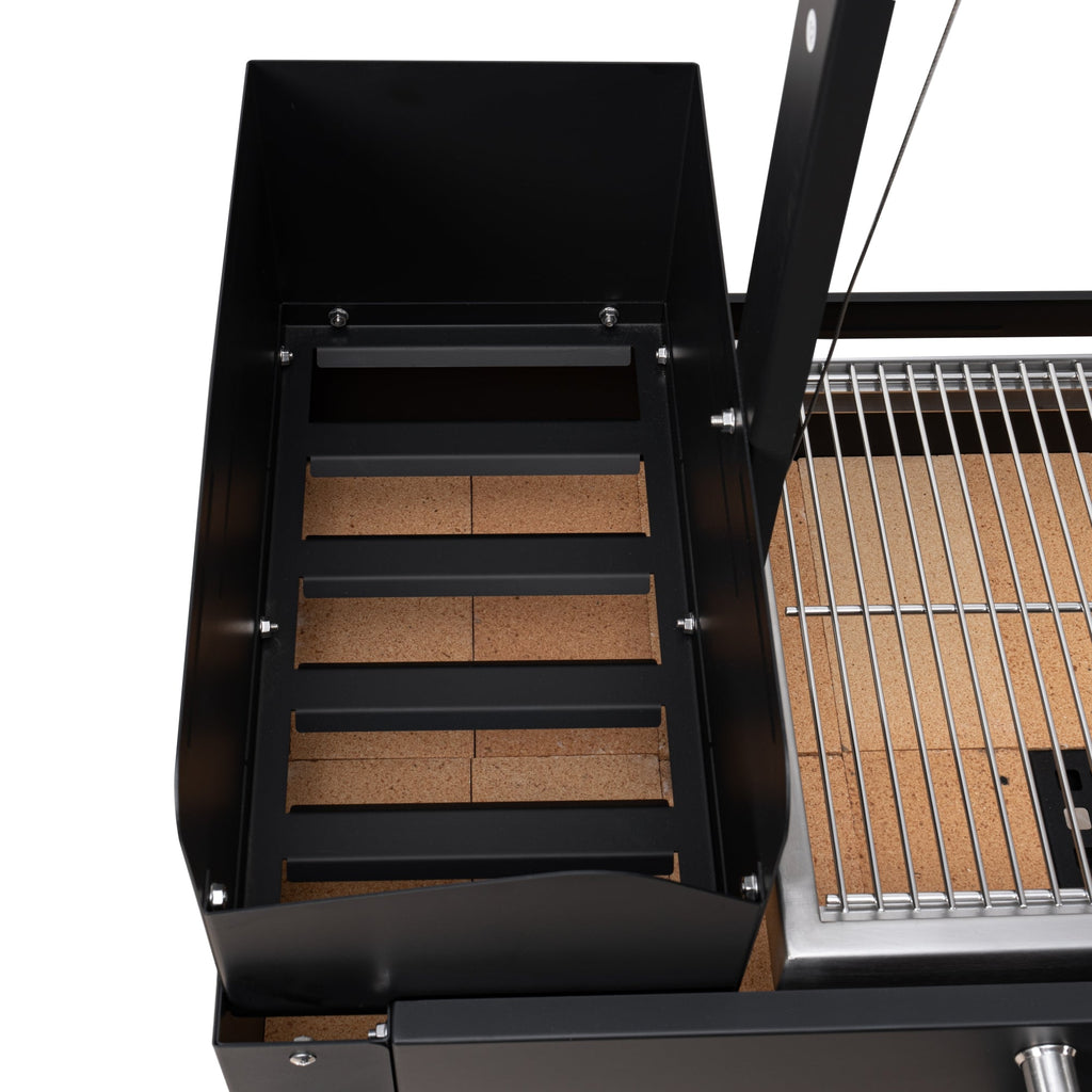 54 in. Argentine Charcoal Grill, Adjustable Grate Outdoor BBQ, in Black