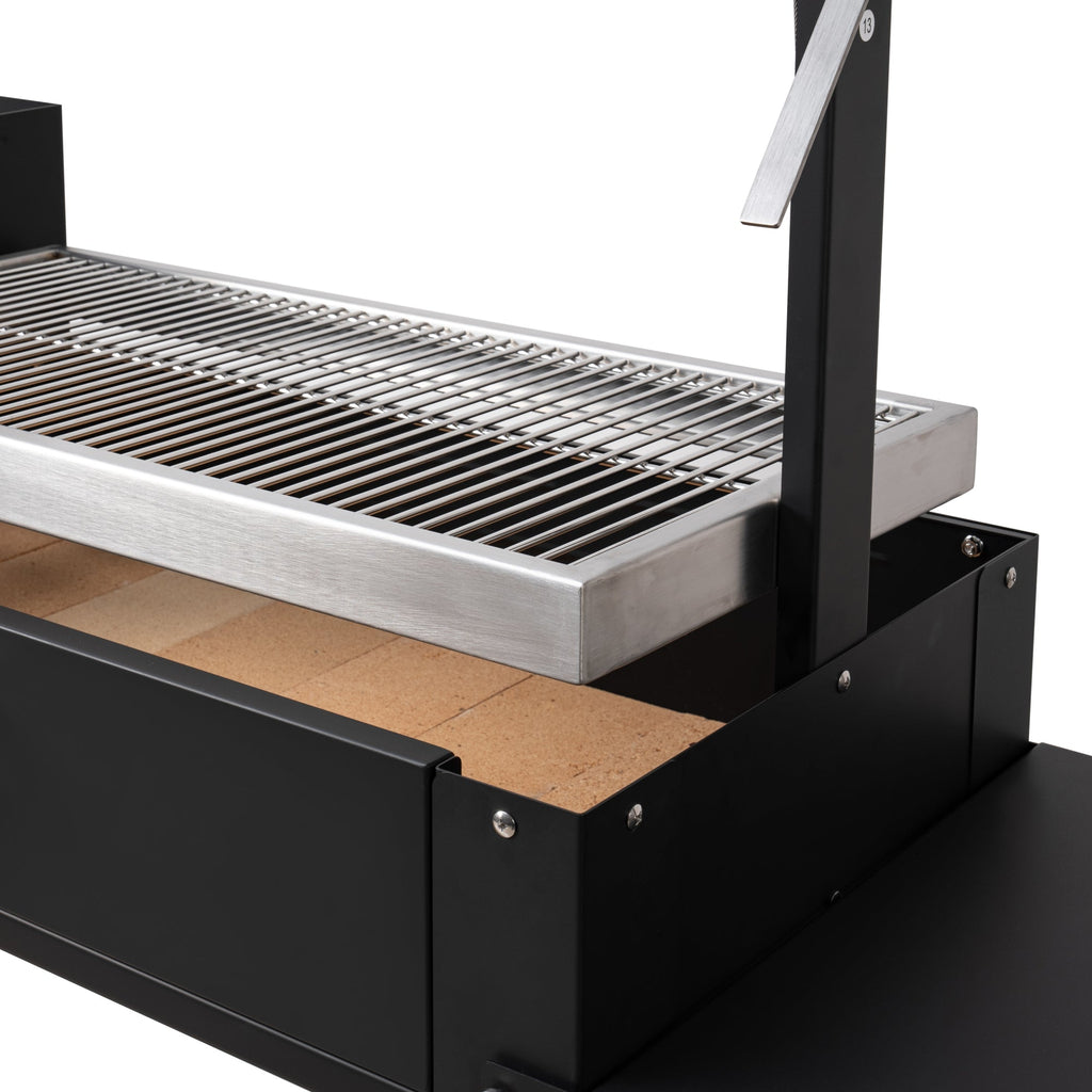 54 in. Argentine Charcoal Grill, Adjustable Grate Outdoor BBQ, in Black