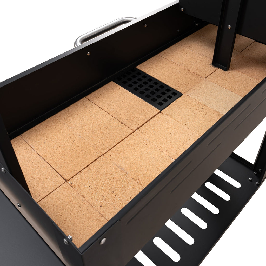54 in. Argentine Charcoal Grill, Adjustable Grate Outdoor BBQ, in Black