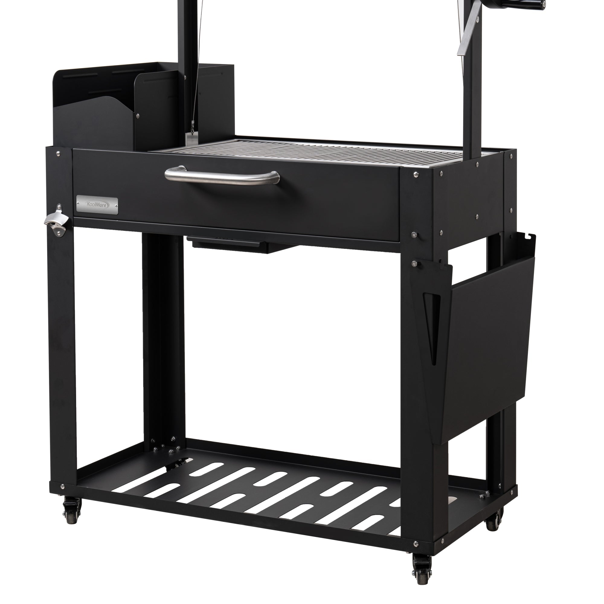 54 in. Argentine Charcoal Grill, Adjustable Grate Outdoor BBQ, in Black