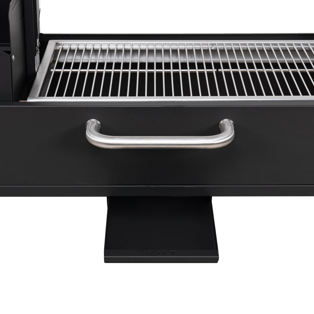 54 in. Argentine Charcoal Grill, Adjustable Grate Outdoor BBQ, in Black
