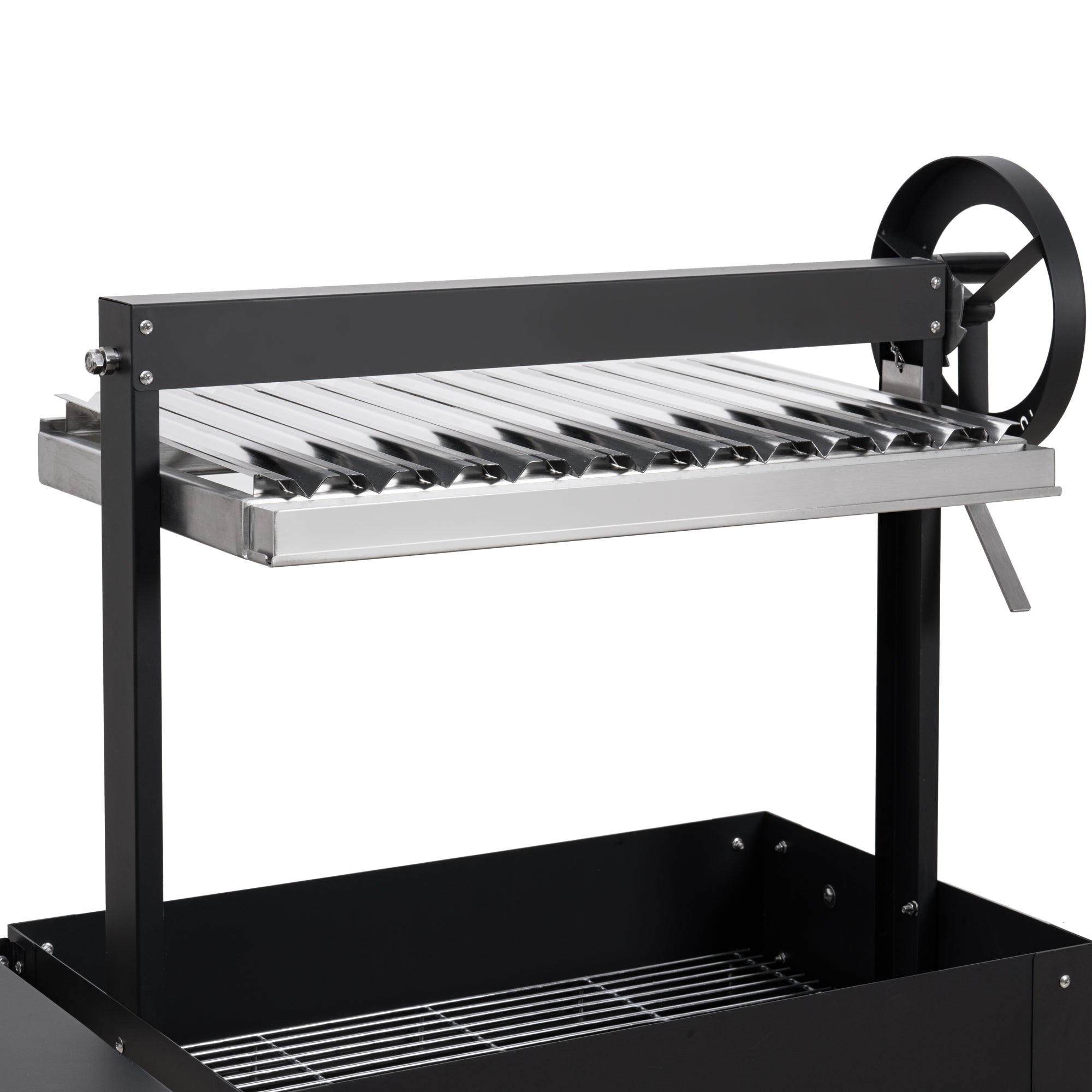 50 in. Argentine Charcoal Grill with Interchangeable V-Grates, Outdoor BBQ, in Black