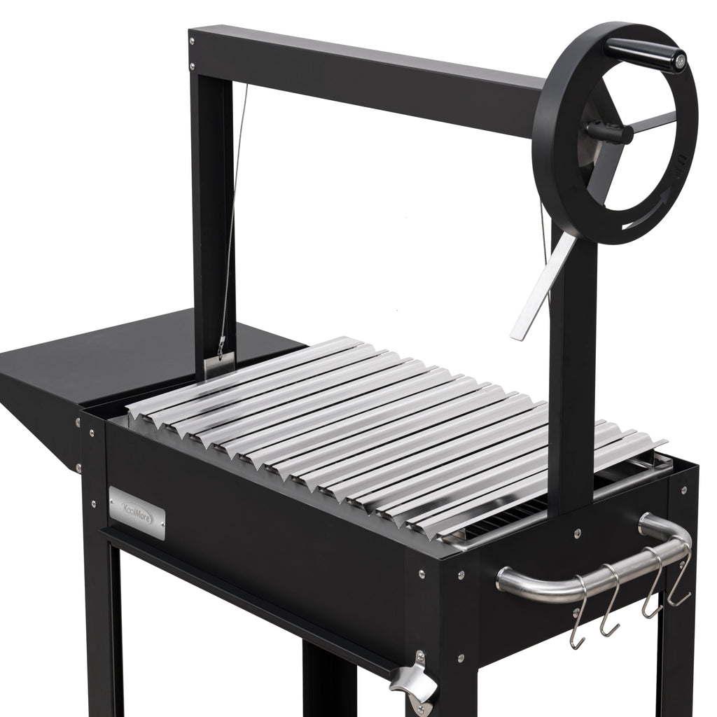 50 in. Argentine Charcoal Grill with Interchangeable V-Grates, Outdoor BBQ, in Black