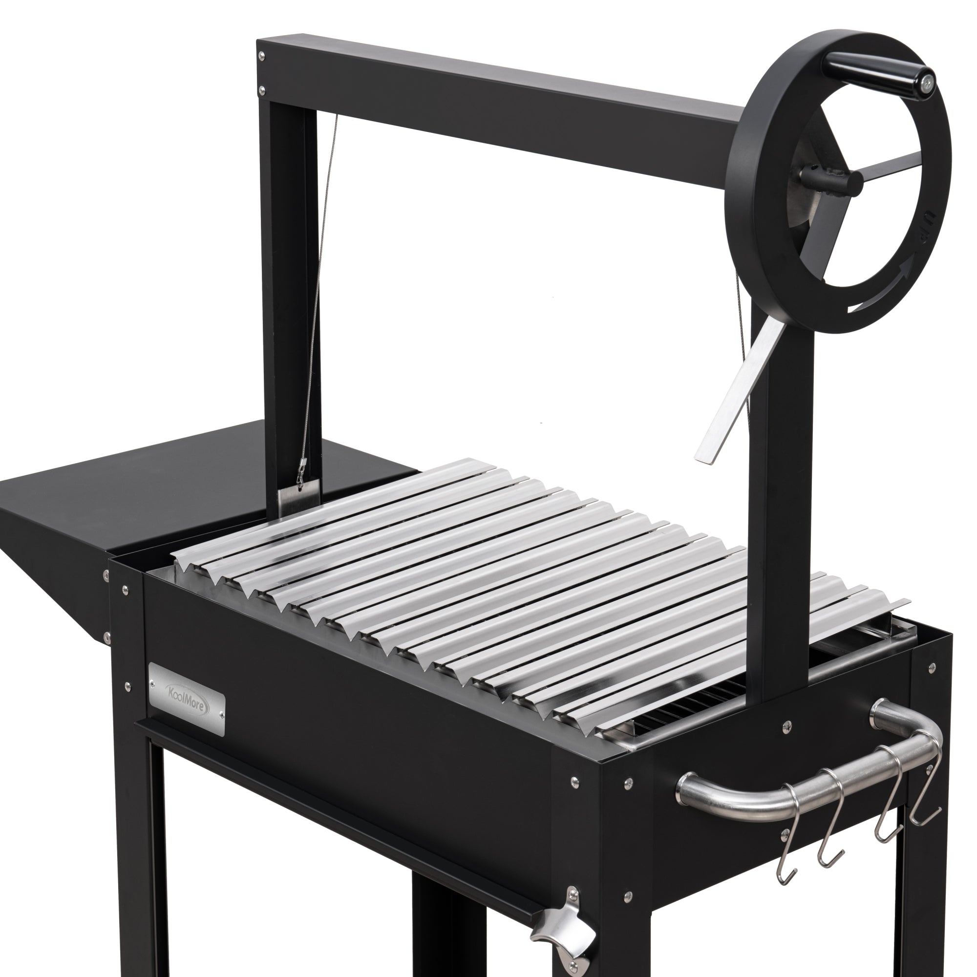 50 in. Argentine Charcoal Grill with Interchangeable V-Grates, Outdoor BBQ, in Black