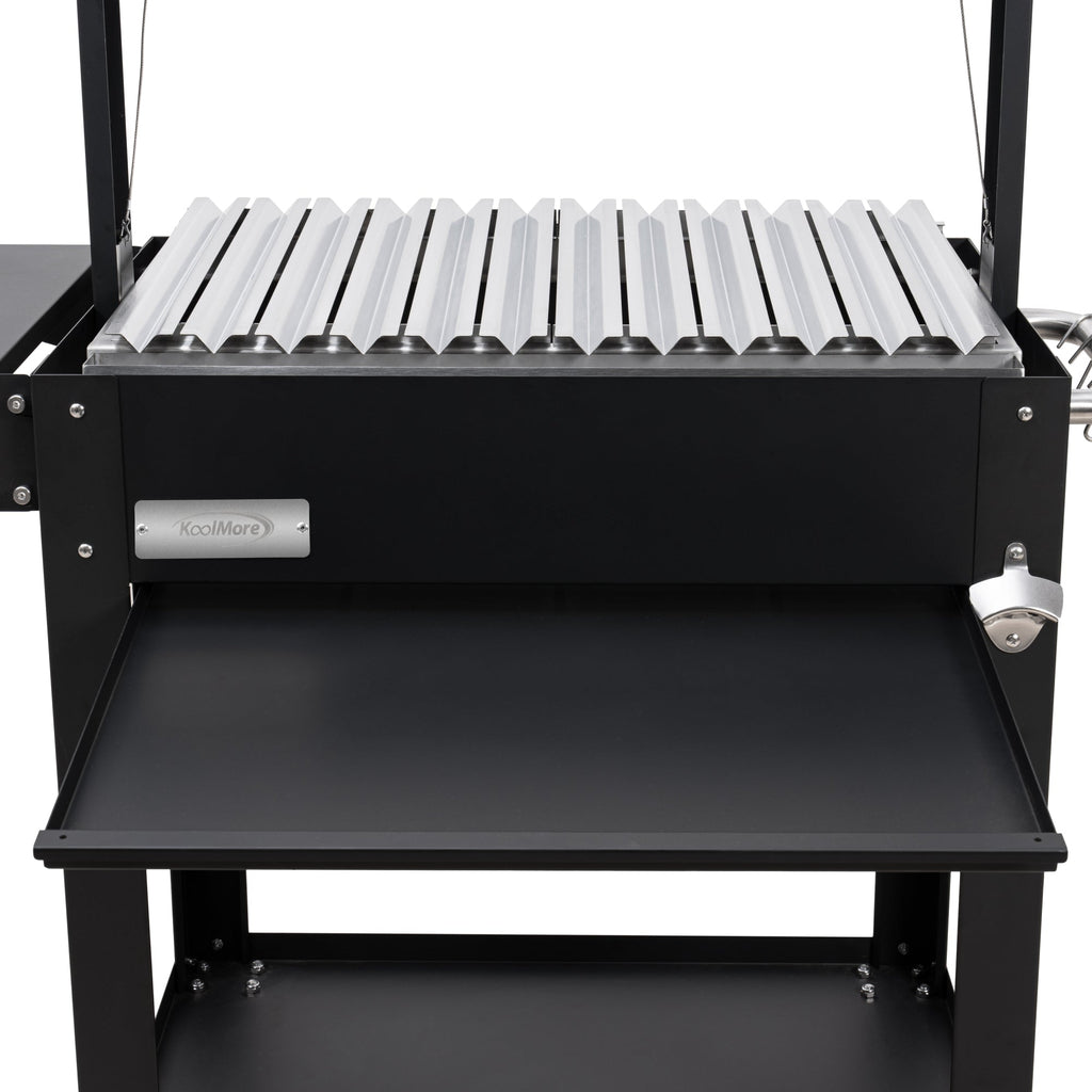50 in. Argentine Charcoal Grill with Interchangeable V-Grates, Outdoor BBQ, in Black
