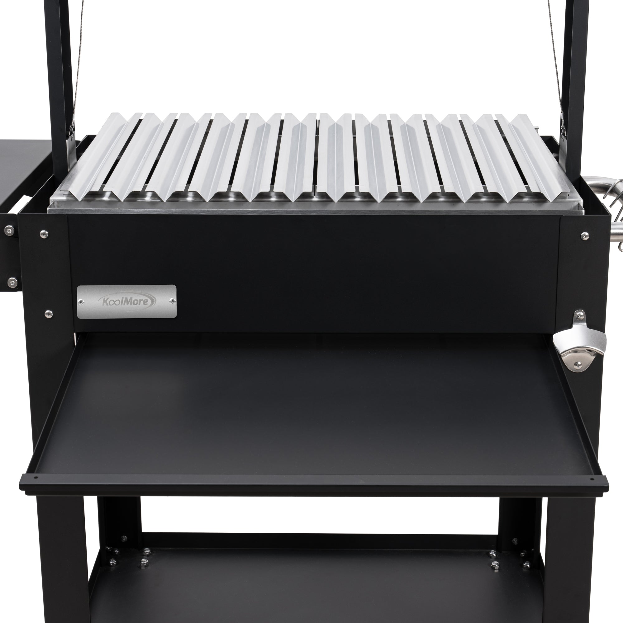 50 in. Argentine Charcoal Grill with Interchangeable V-Grates, Outdoor BBQ, in Black