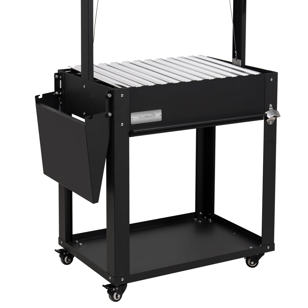 50 in. Argentine Charcoal Grill with Interchangeable V-Grates, Outdoor BBQ, in Black
