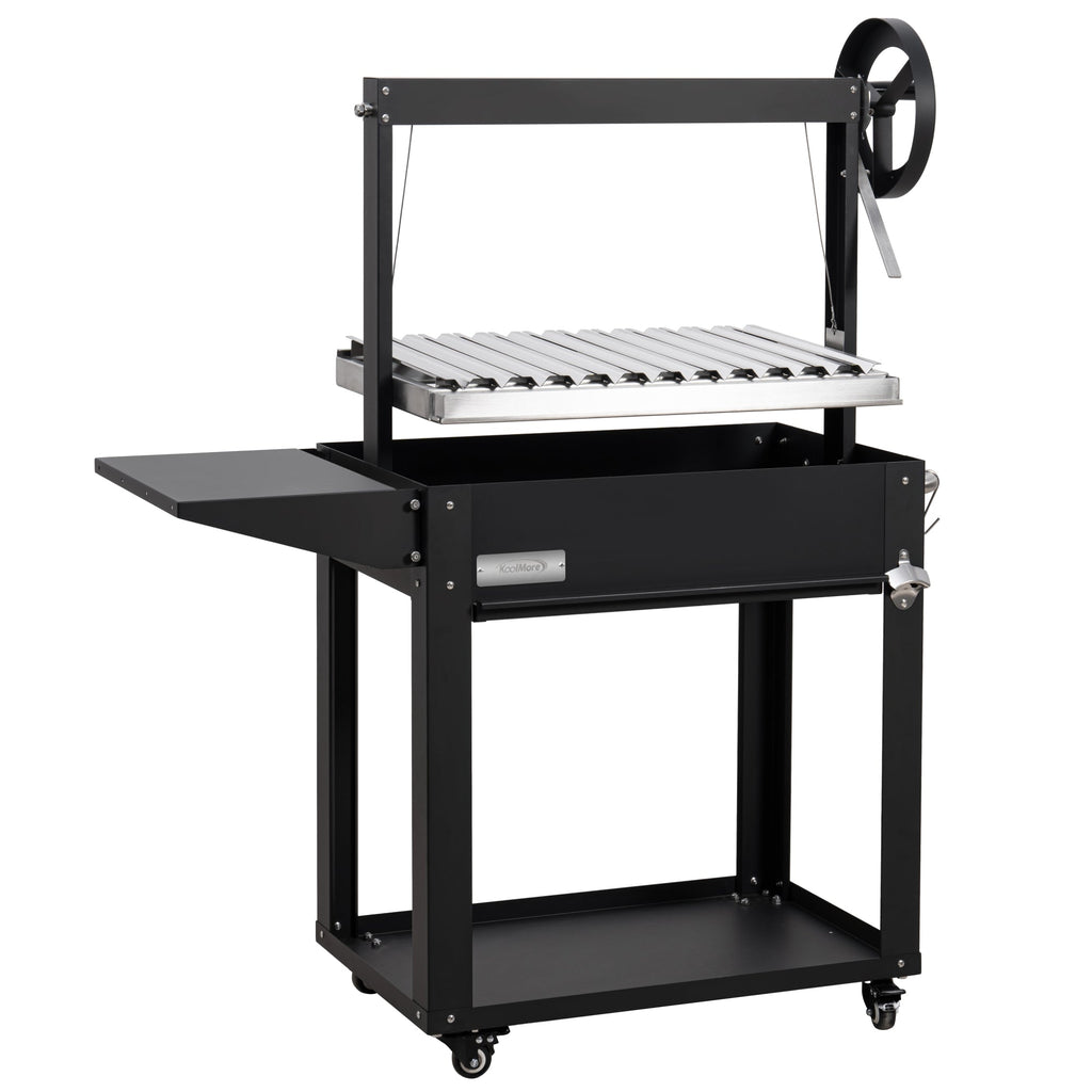 50 in. Argentine Charcoal Grill with Interchangeable V-Grates, Outdoor BBQ, in Black