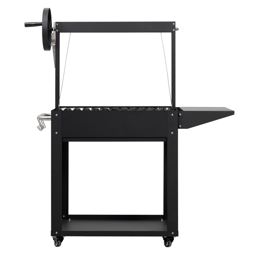50 in. Argentine Charcoal Grill with Interchangeable V-Grates, Outdoor BBQ, in Black