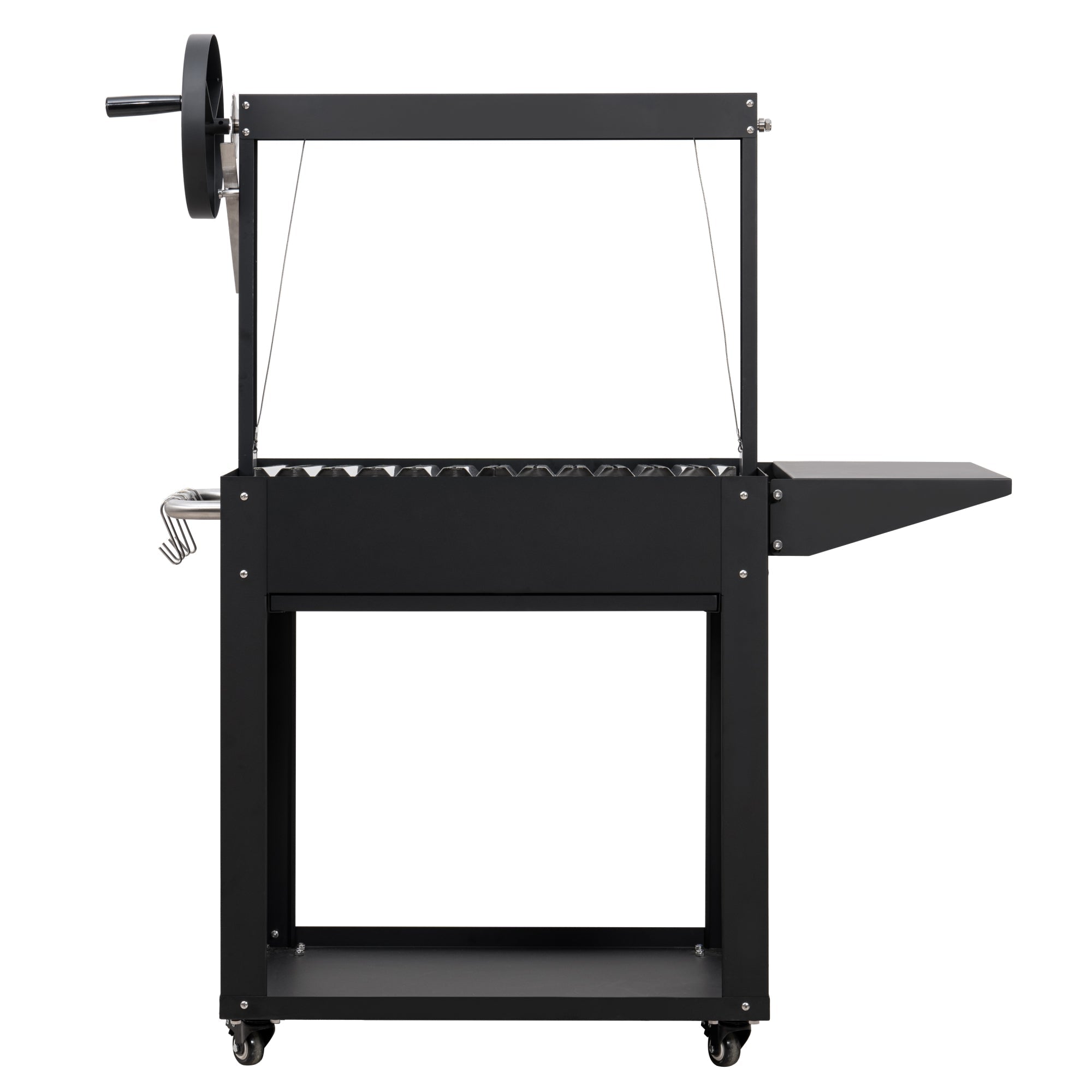 50 in. Argentine Charcoal Grill with Interchangeable V-Grates, Outdoor BBQ, in Black