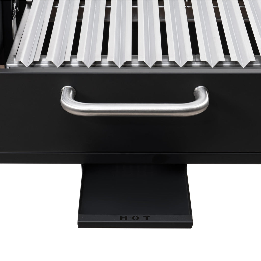 54 in. Argentine Charcoal Grill with Interchangeable V-Grates, Outdoor BBQ, in Black