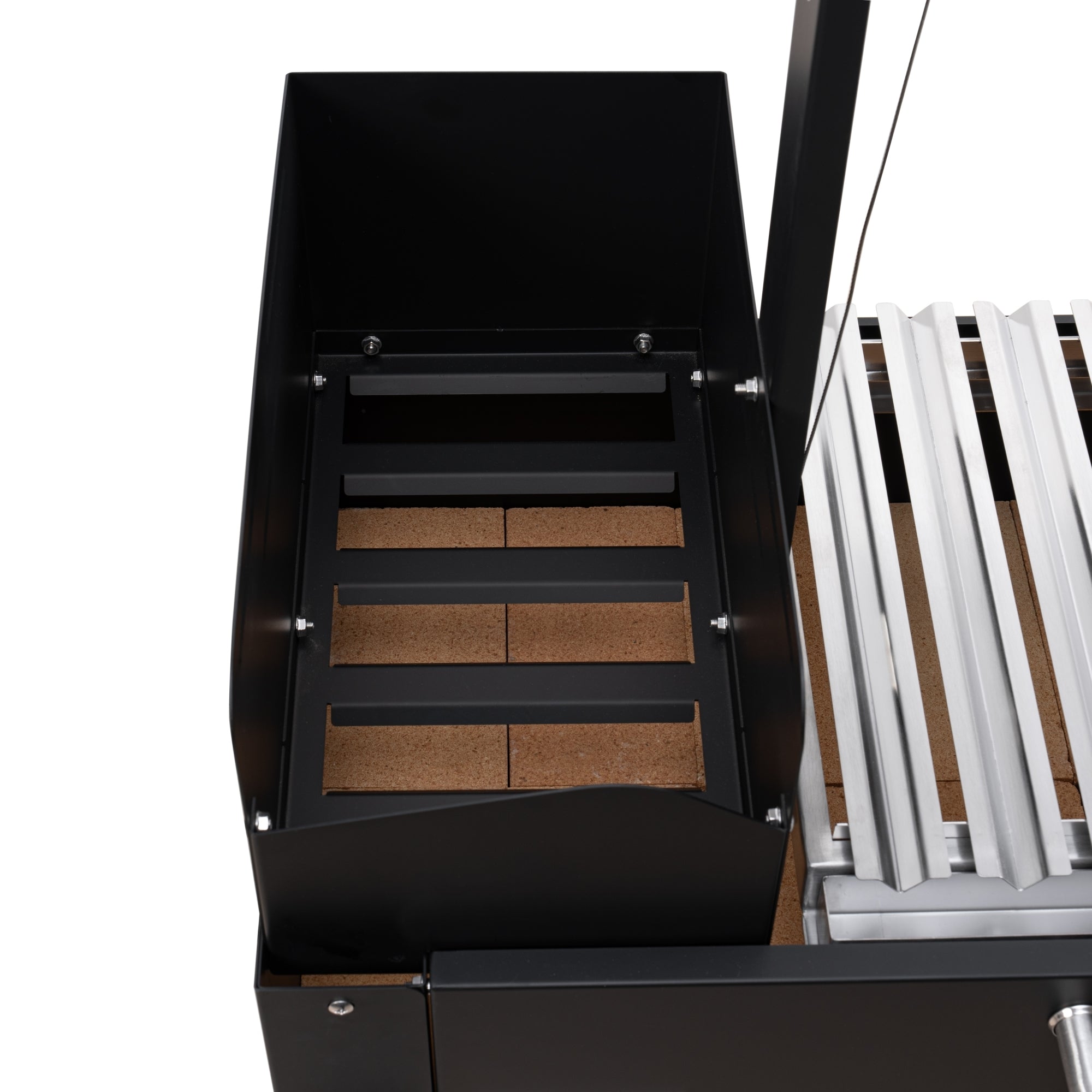 54 in. Argentine Charcoal Grill with Interchangeable V-Grates, Outdoor BBQ, in Black