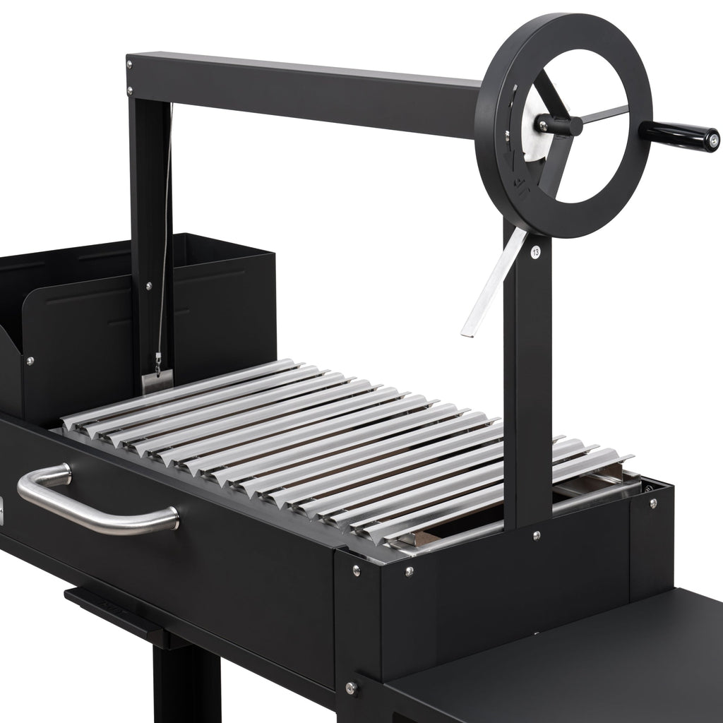 54 in. Argentine Charcoal Grill with Interchangeable V-Grates, Outdoor BBQ, in Black