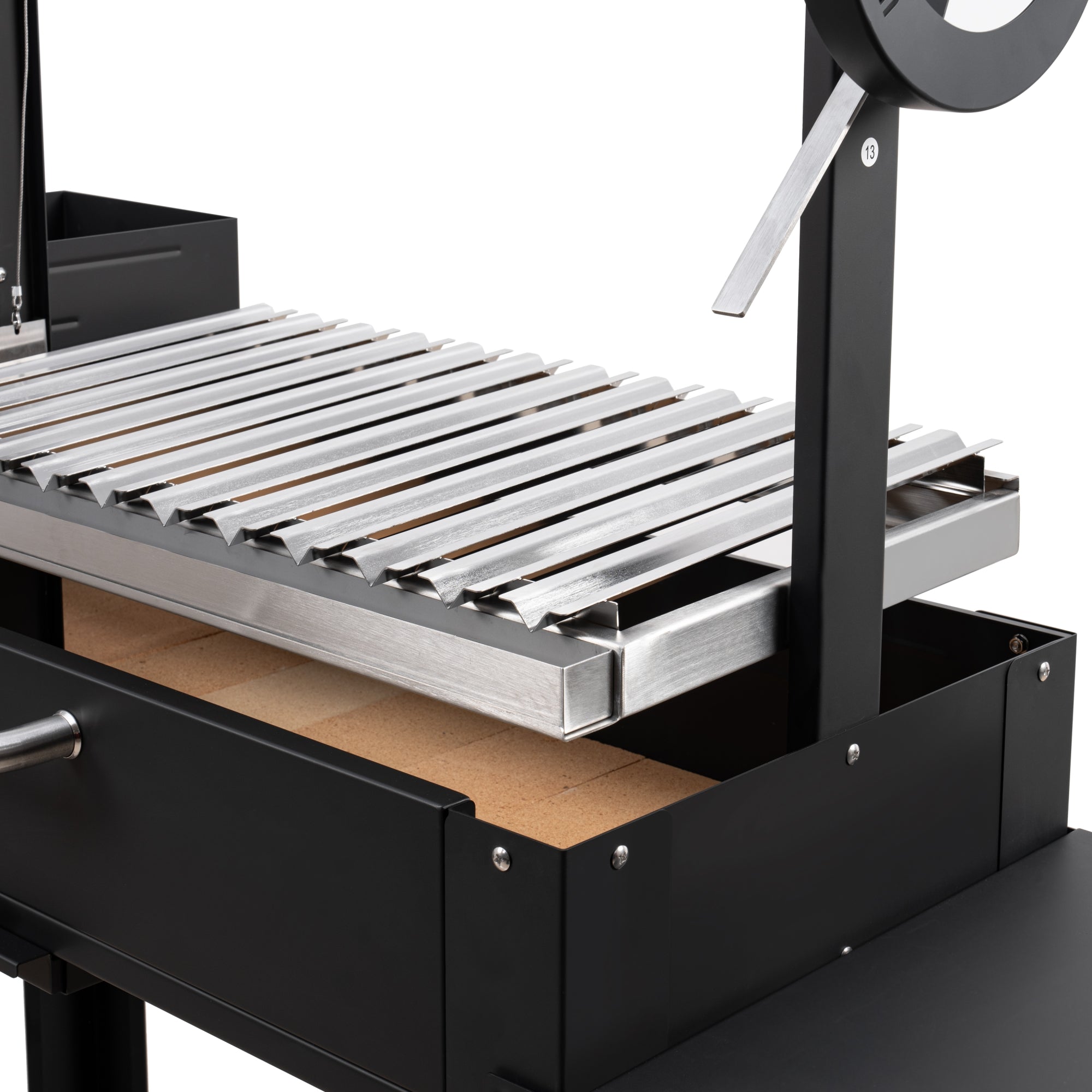 54 in. Argentine Charcoal Grill with Interchangeable V-Grates, Outdoor BBQ, in Black