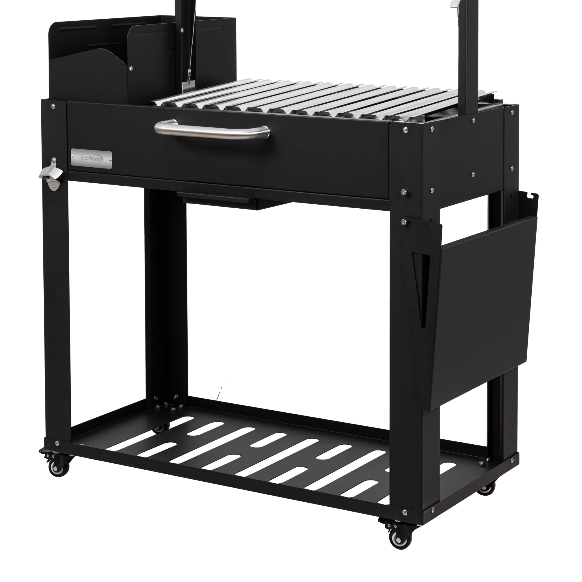 54 in. Argentine Charcoal Grill with Interchangeable V-Grates, Outdoor BBQ, in Black